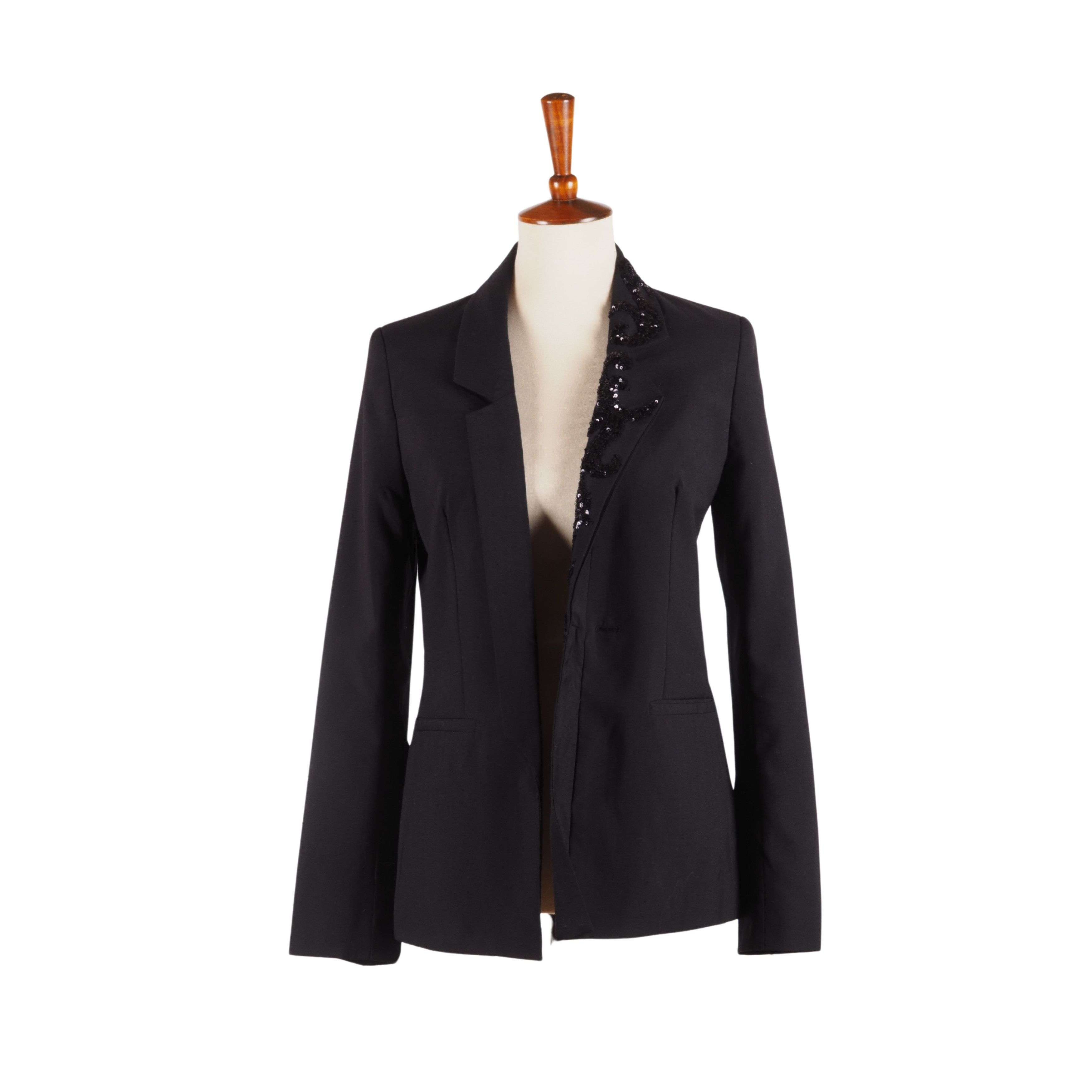 Helmut Lang Helmut Lang Vintage Black Asymmetric Sequin Blazer Jacket Size S / US 4 / IT 40 - 3 Thumbnail