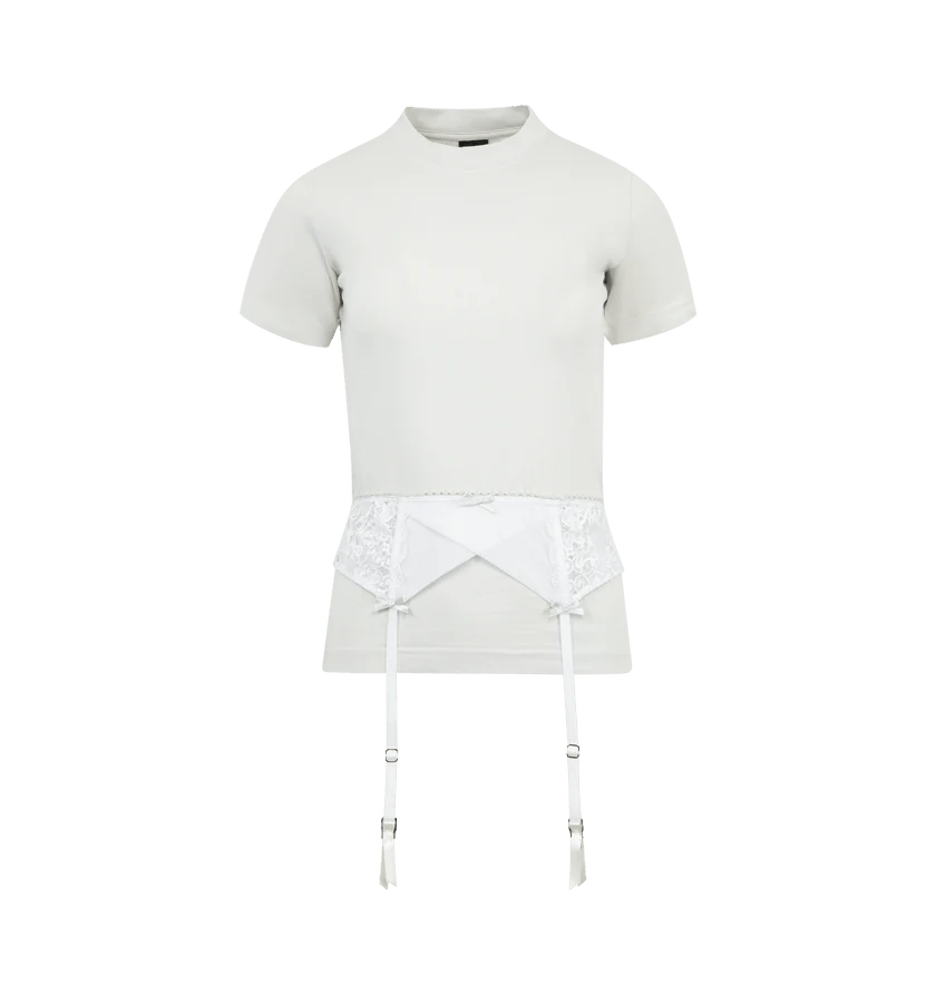 Balenciaga o1h1sh11225 Lingerie T-Shirt in Dirty White Size S / US 4 / IT 40 - 1 Thumbnail