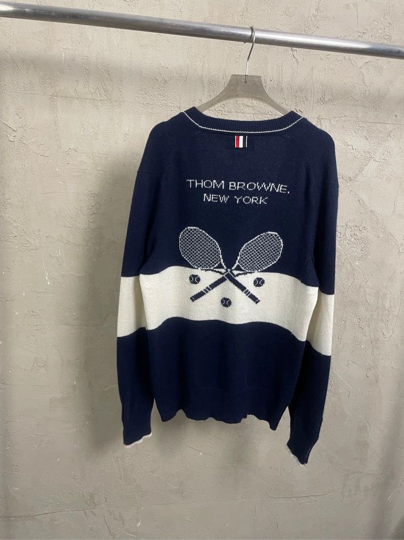 Thom Browne Thom browne Dark blue white striped tennis racket Logo four Size US S / EU 44-46 / 1 - 2 Thumbnail
