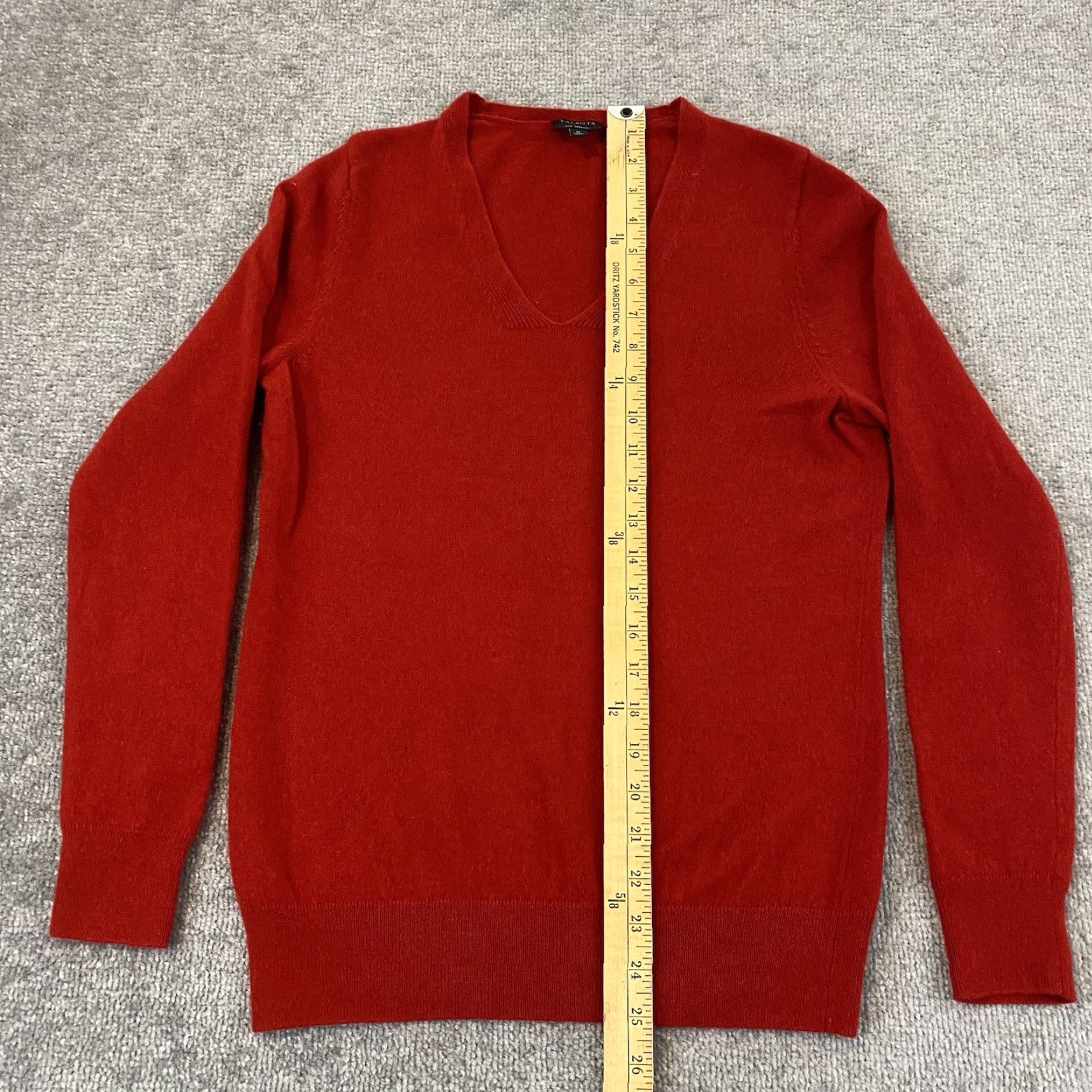 Talbots TALBOTS Cashmere Sweater Women Medium Red Deep V-Neck Long Sleeve Knit Pullover Regular Size M Vintage No Size M / US 6-8 / IT 42-44 - 4 Thumbnail