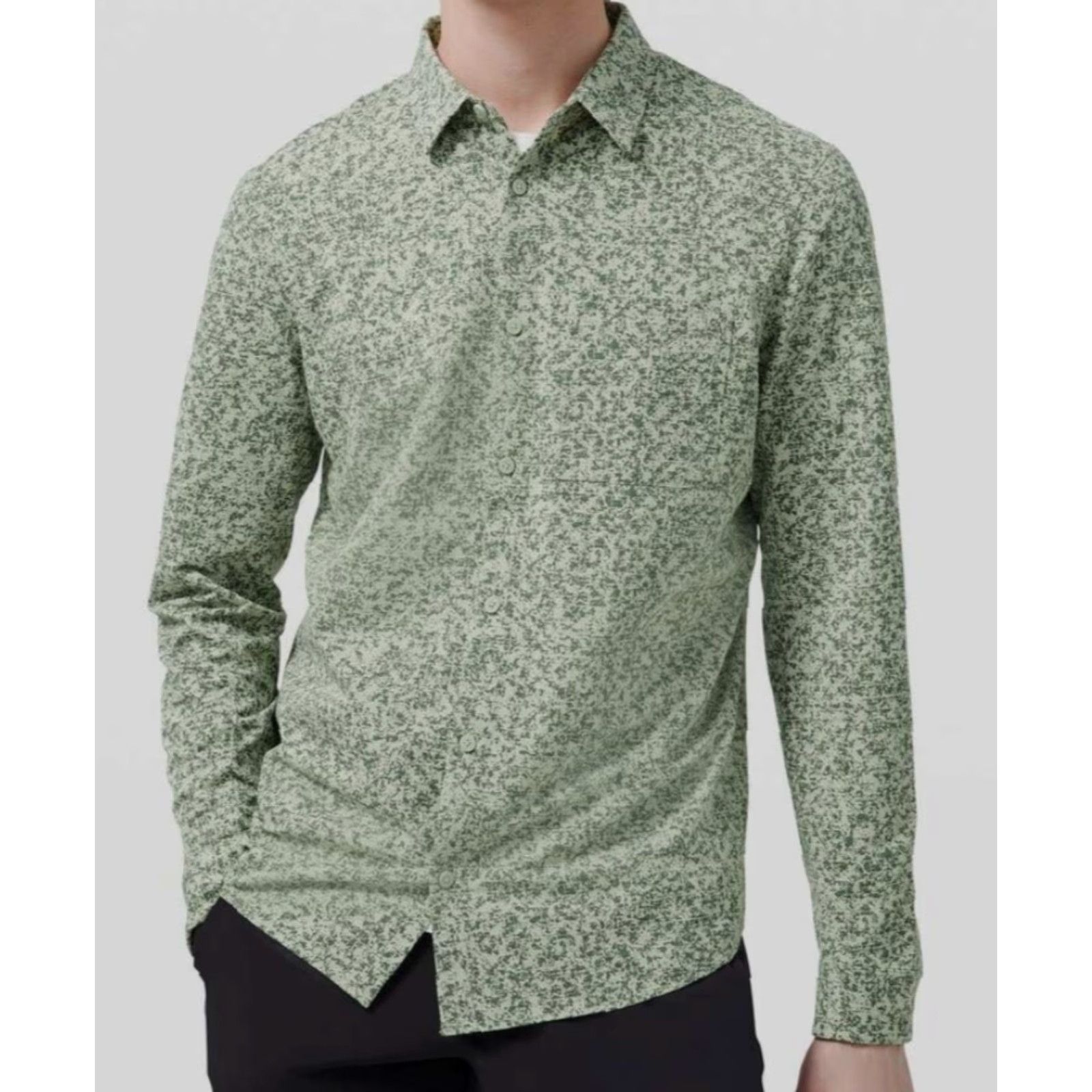 Lululemon Lululemon Men's Commission Button-Up Shirt XL Green Fern Size US XL / EU 56 / 4 - 2 Thumbnail