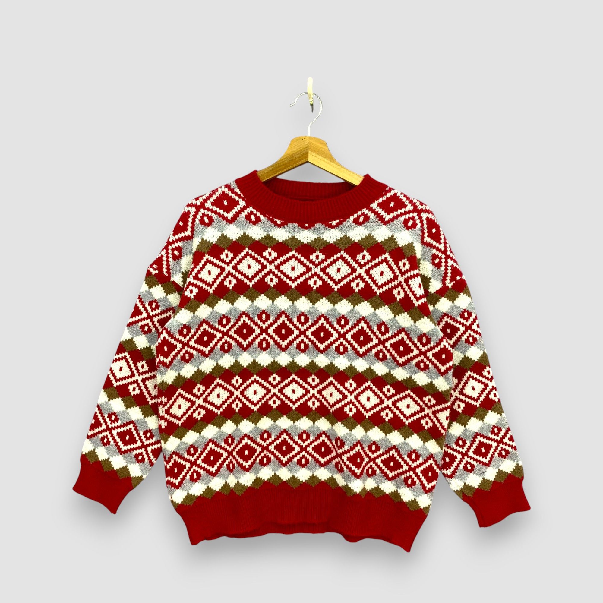 Japanese Brand Vintage 90s Fair Isle Sweater Nordic Knit Wool Pullover Size US M / EU 48-50 / 2 - 1 Thumbnail