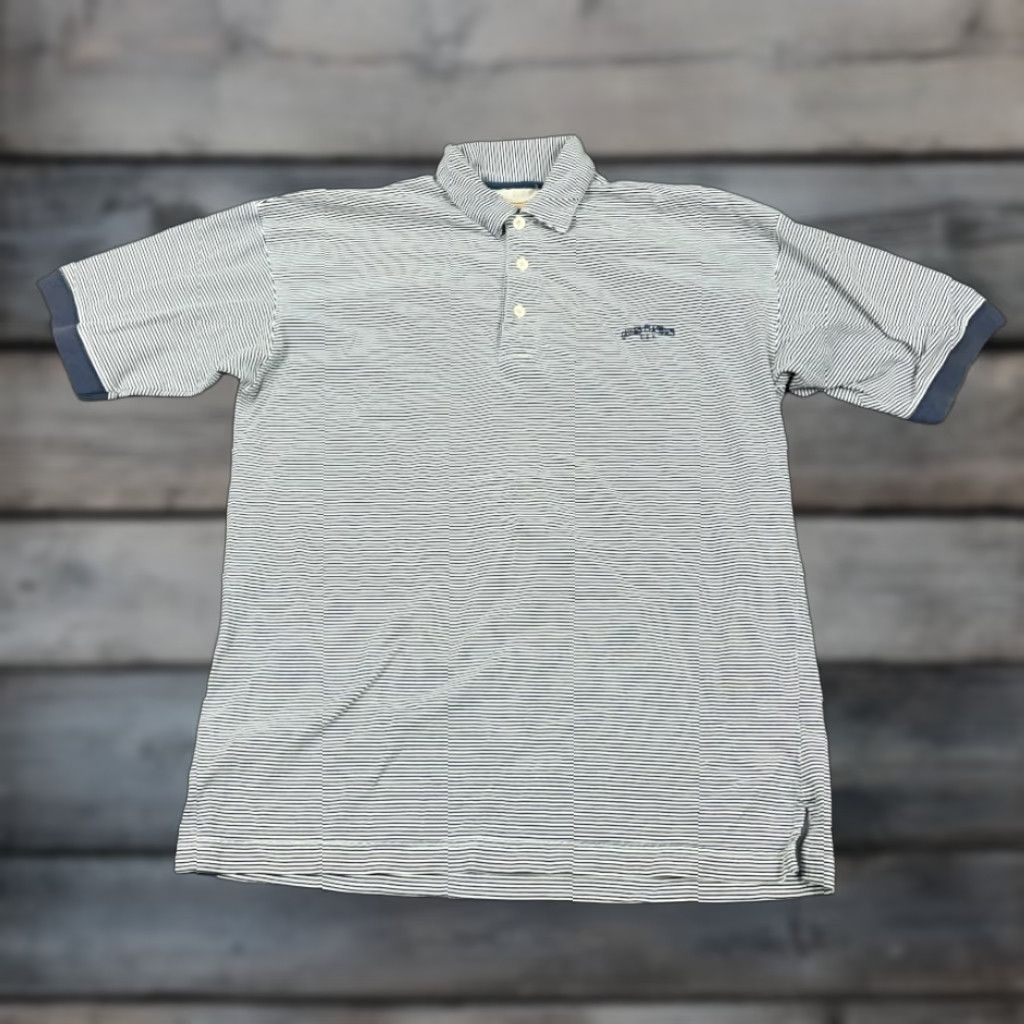 Guess VINTAGE GUESS Polo Shirt Adult Medium Blue White Striped Embroidered 90s Preppy Mens Polo Size US M / EU 48-50 / 2 - 1 Thumbnail