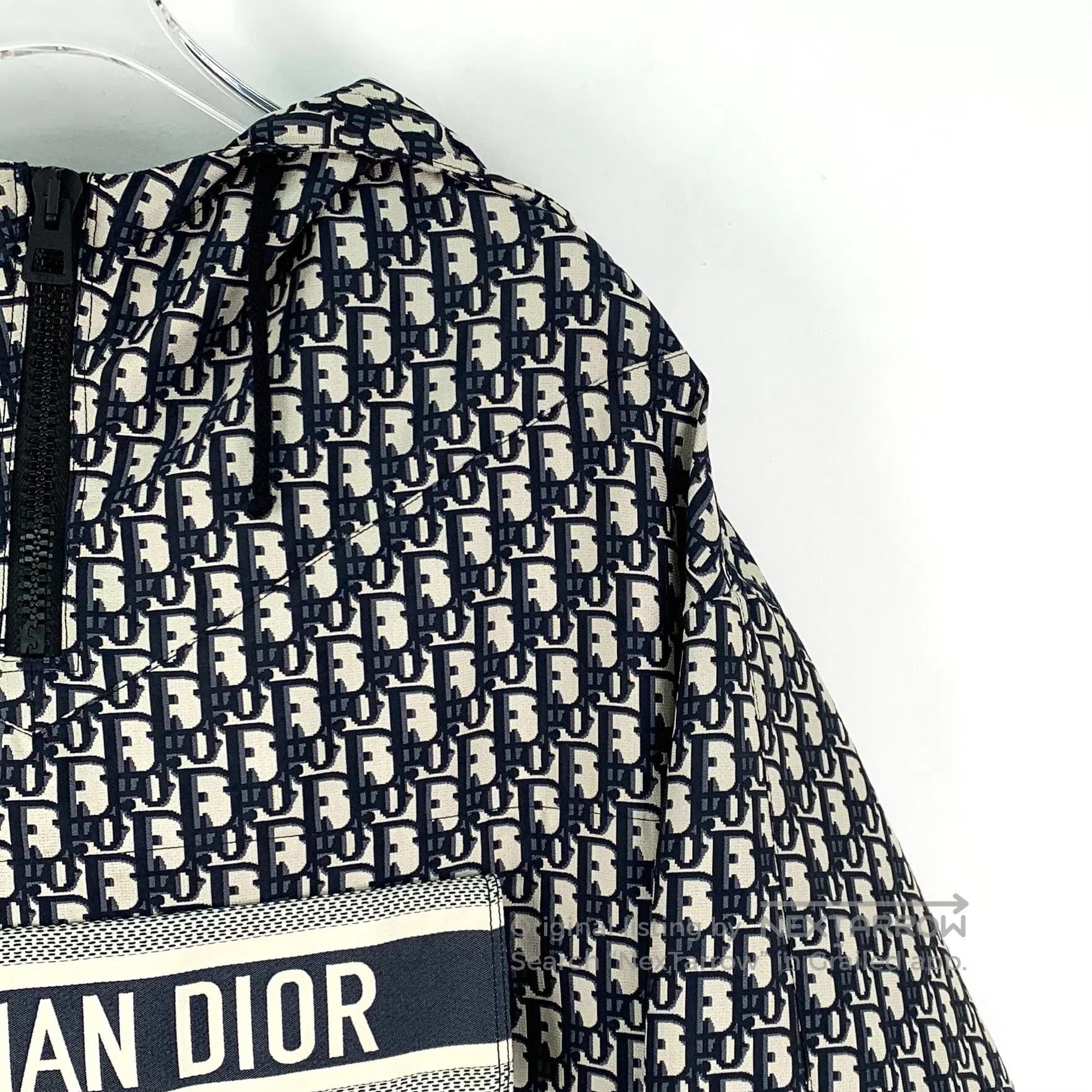 Dior Dior Navy Blue Logo Jacquard Full Print Half-Zip Hooded Lo Size XS / US 0-2 / IT 36-38 - 3 Thumbnail