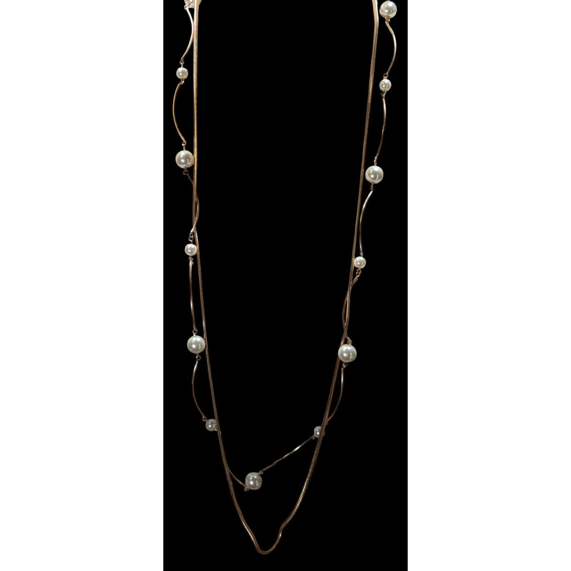 Other Gold-Tone Faux Pearl Statement Necklace 32" With 3" Extender Size ONE SIZE - 5 Thumbnail