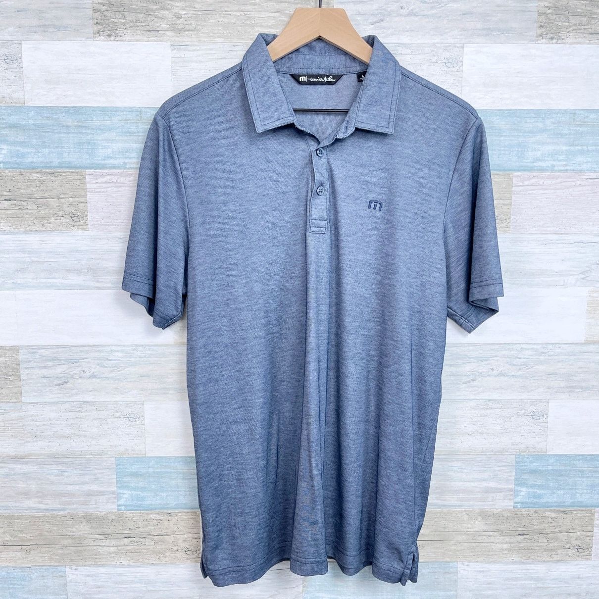 TravisMathew Travis Mathew Pique Performance Polo Shirt Blue Pima Slim L Size US L / EU 52-54 / 3 - 1 Thumbnail