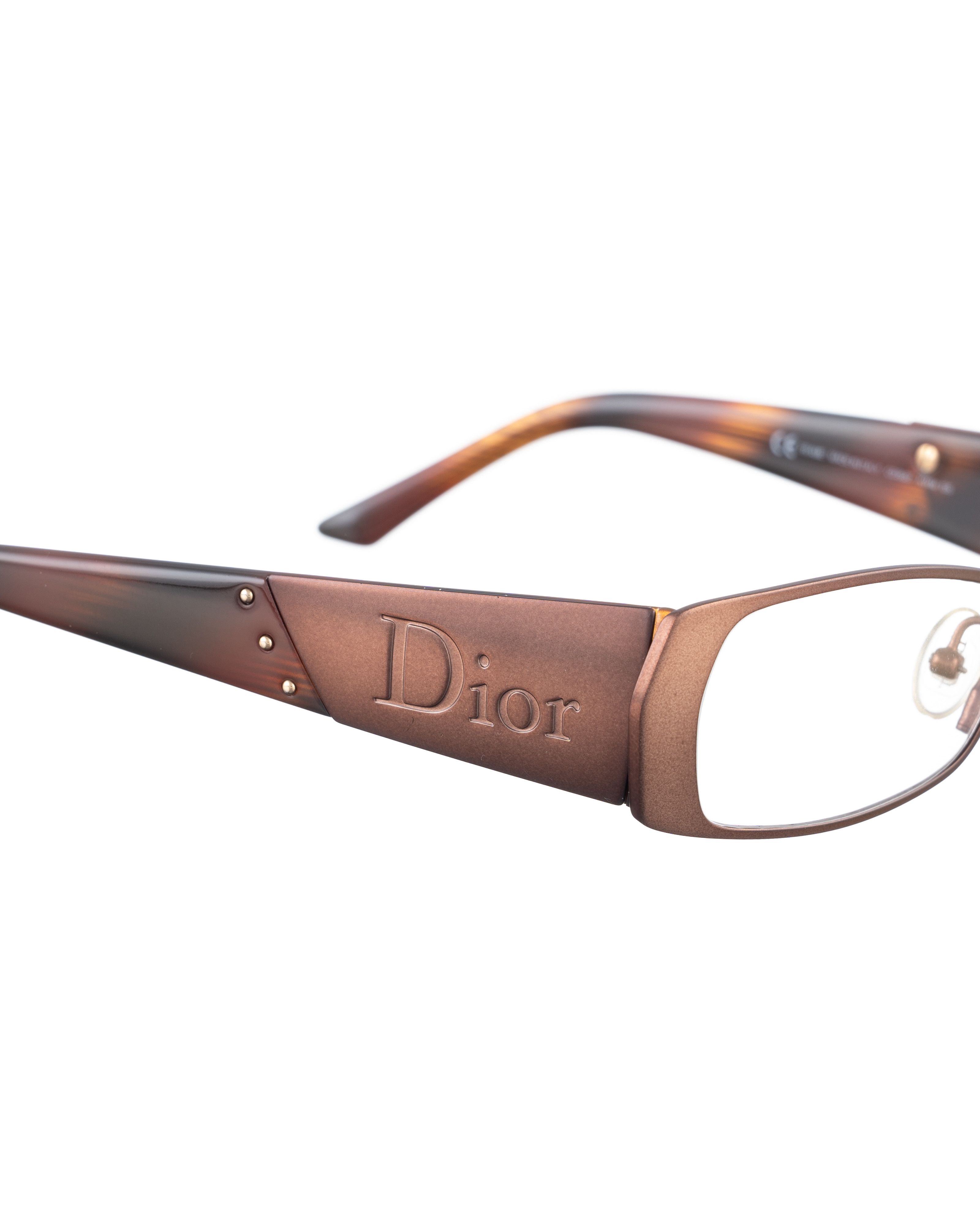 Dior Dior 00s Matte Brown Big Logo Glasses Size ONE SIZE - 1 Thumbnail
