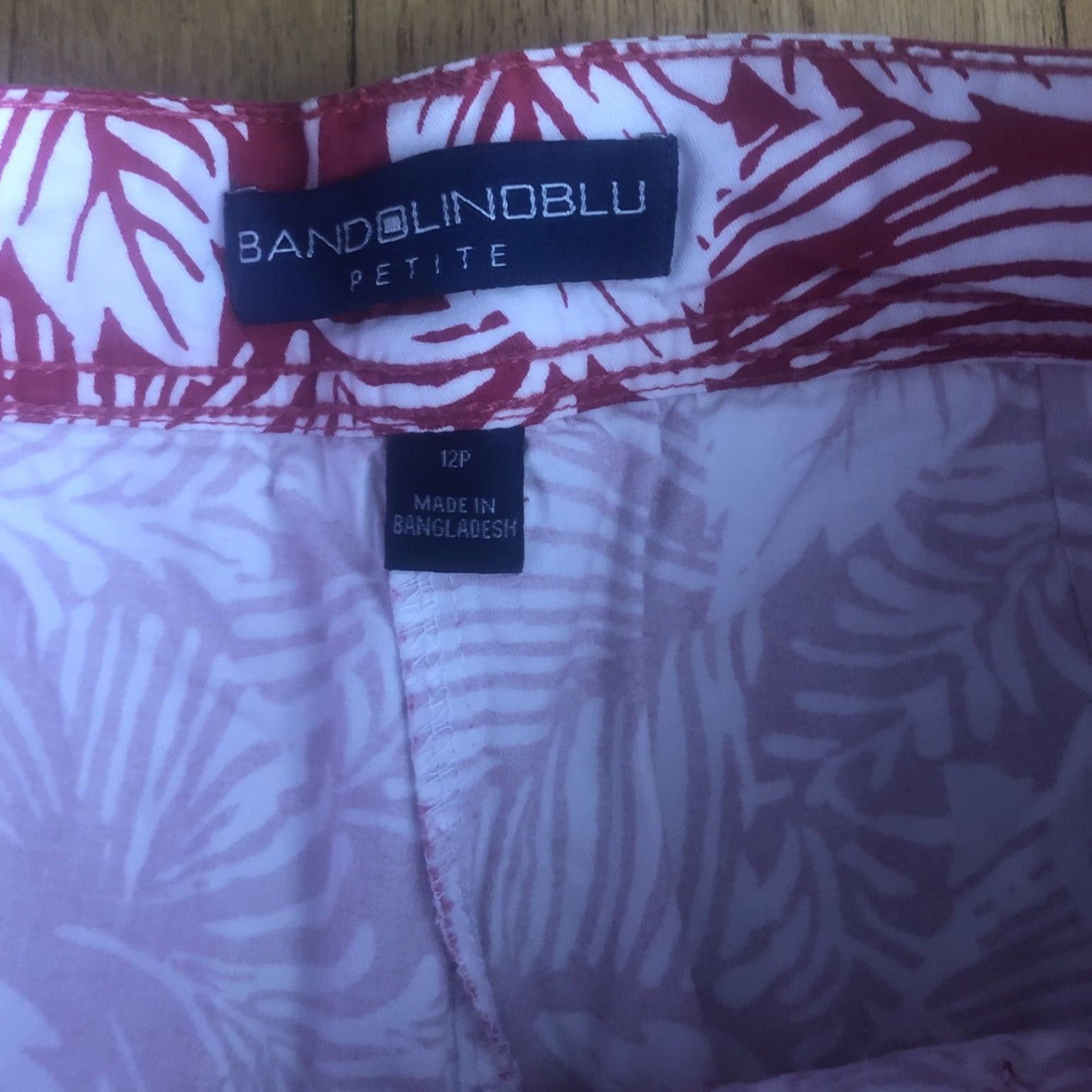 Vintage BANDOLINO Womens Shorts Skort Pink White Tropical Palm Leaves 12P Petite Stretch Zipper Casual Mens? Size 34" / US 12 / IT 48 - 4 Thumbnail