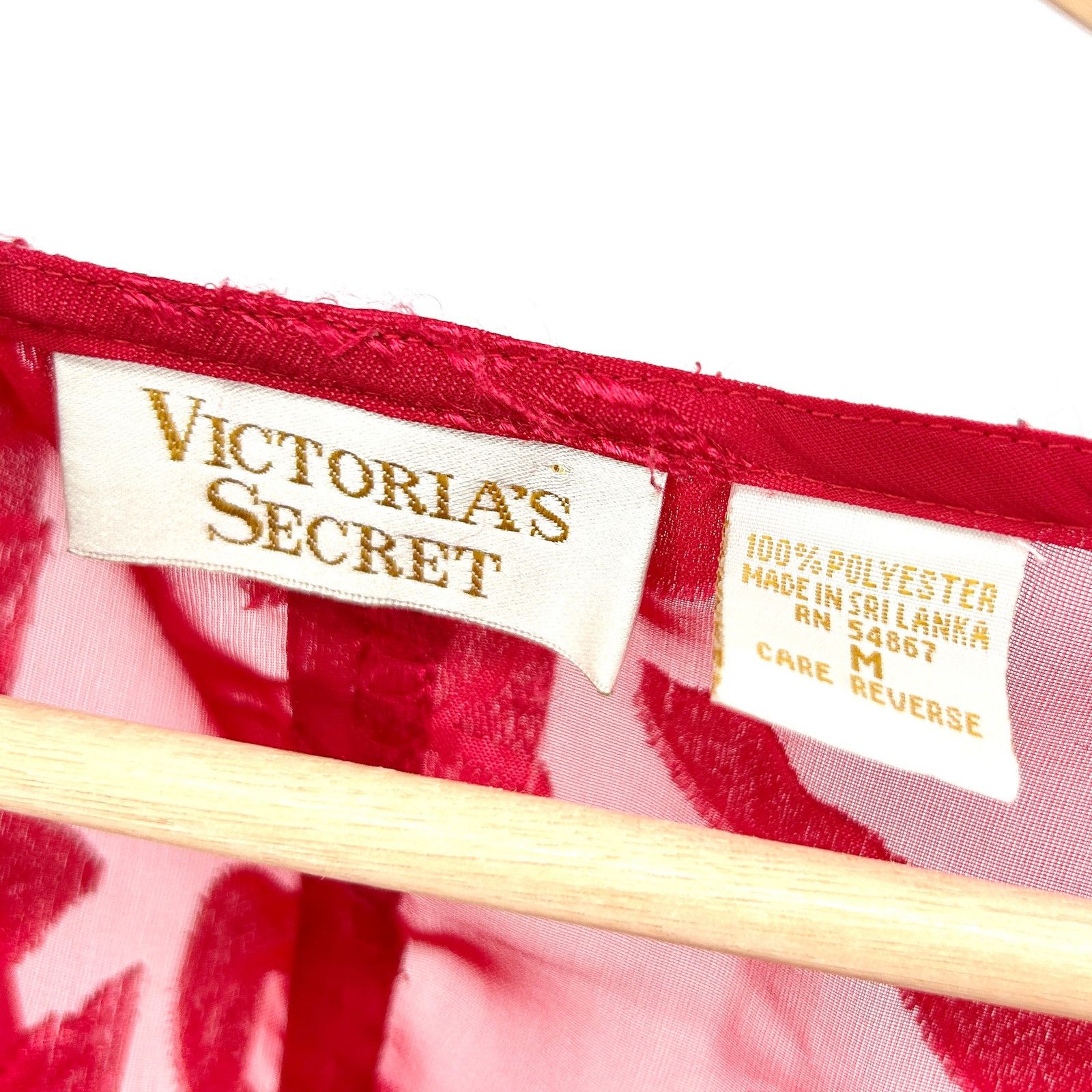 Victoria's Secret Vintage 90s Red Sheer Lace Long Sleeve Blouse Size M / US 6-8 / IT 42-44 - 5 Thumbnail
