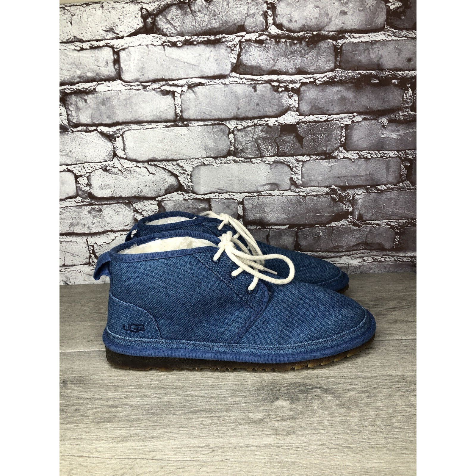 Ugg UGG Neumel Blue Fabric Fur WHT Lace Up Chukka Boots Men Sz 4 Size US 10 / EU 43 - 18 Thumbnail