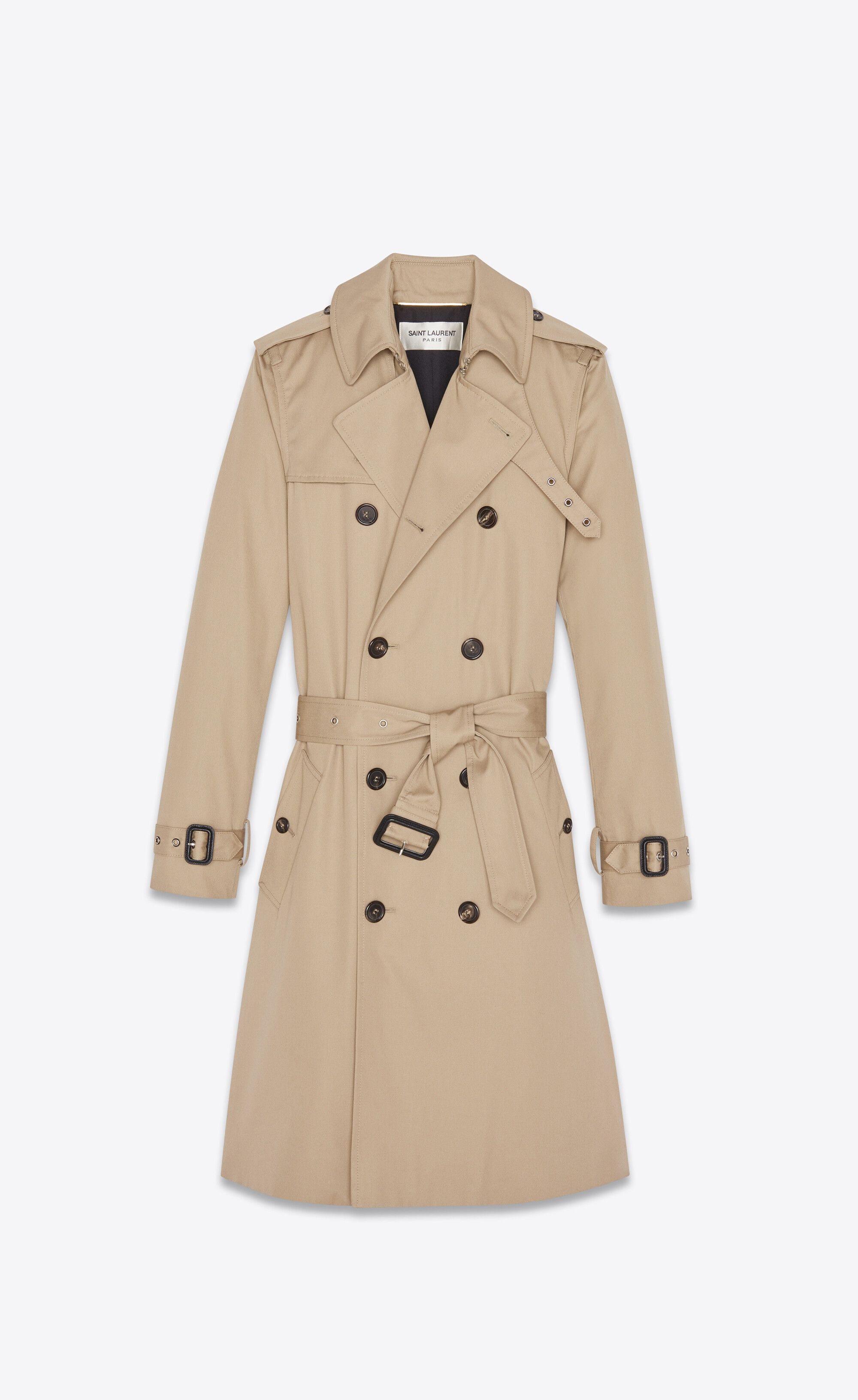 Saint Laurent Paris o1s1wg111224 Trench Coat in Gabardine in Beige Size XL / US 12-14 / IT 48-50 - 2 Thumbnail