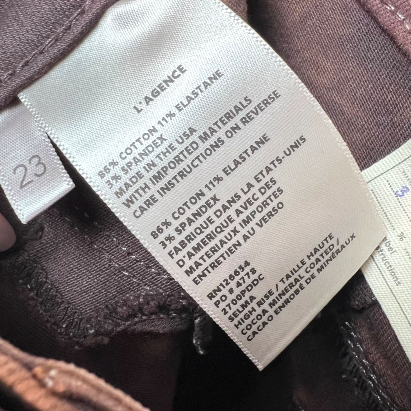 L'AGENCE VINTAGE L'AGENCE Jeans Flared Womens 23 Brown Faux Leather Distressed Look 5-Pocket Denim Size 40" / US 18 - 5 Thumbnail