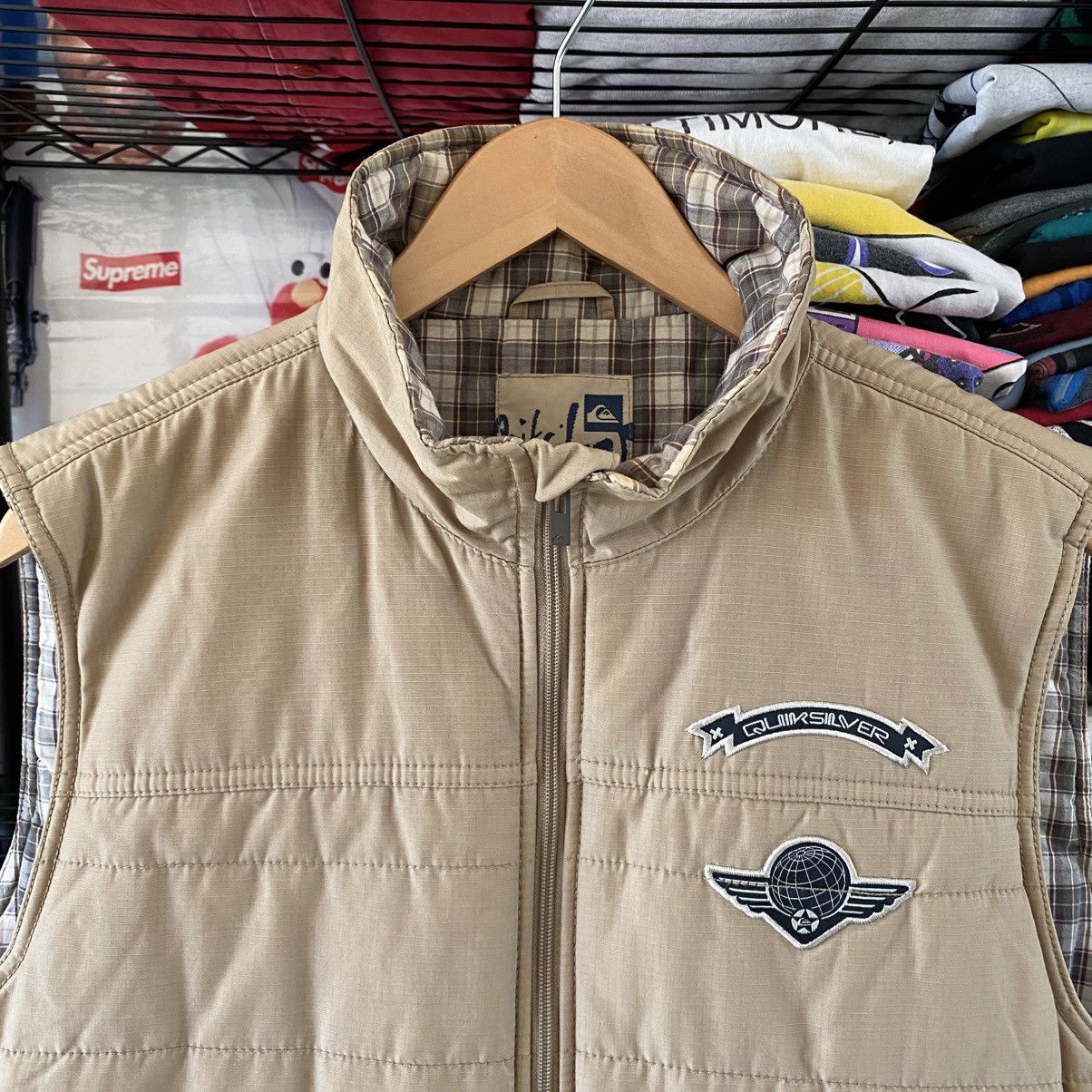 Quiksilver Vintage Quiksilver Puffy Vest Plaid Lined Grunge Skater Y2K Size US M / EU 48-50 / 2 - 2 Thumbnail