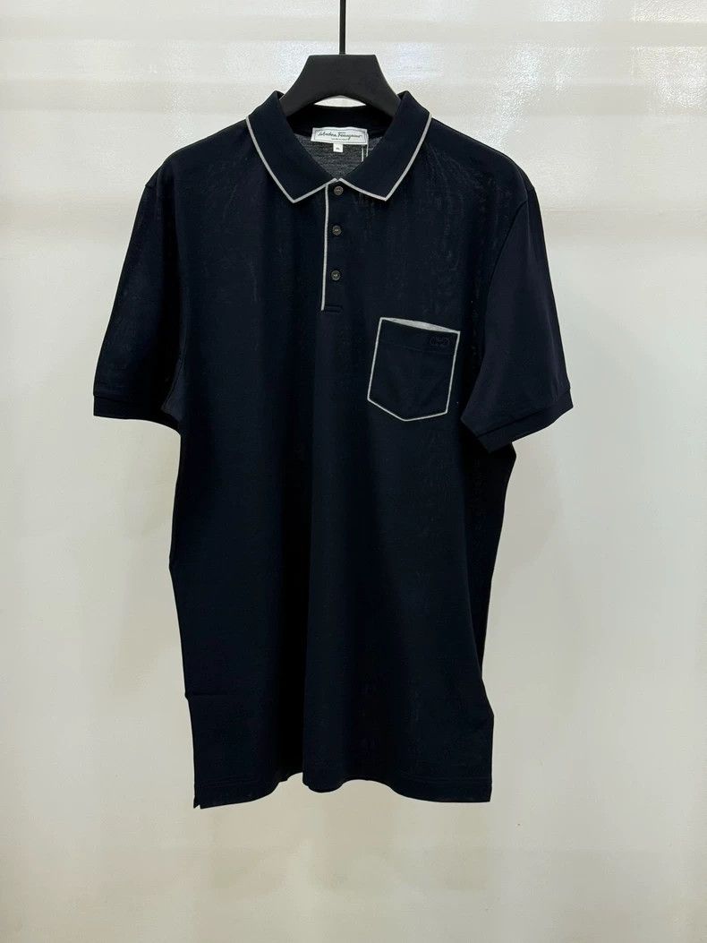 Vintage Ferragamo Men's Navy Collar Polo Shirt-yf Size US XL / EU 56 / 4 - 1 Thumbnail
