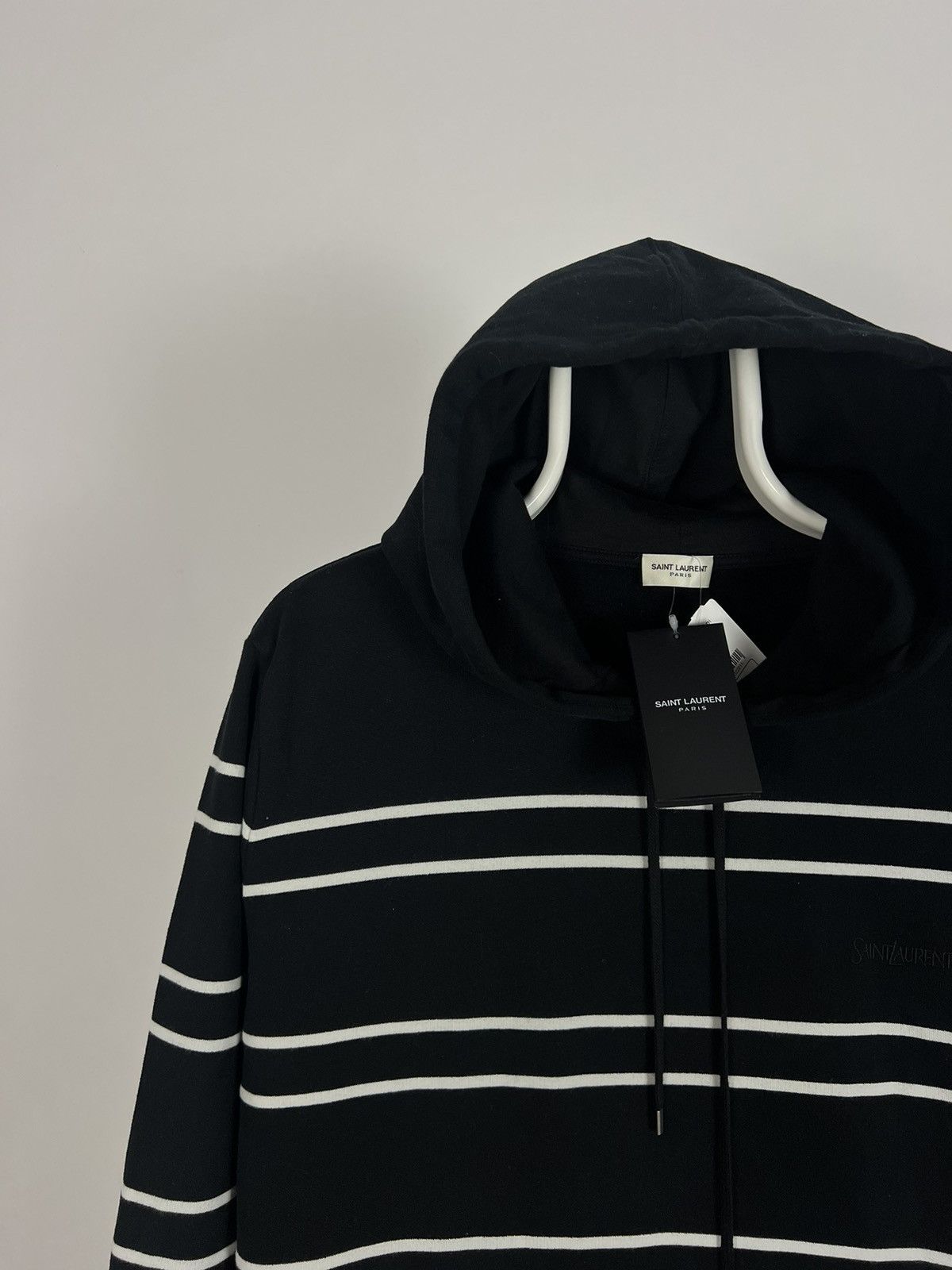 Designer × Saint Laurent Paris × Yves Saint Laurent Saint Laurent Striped Cotton Hoodie Size US L / EU 52-54 / 3 - 3 Thumbnail