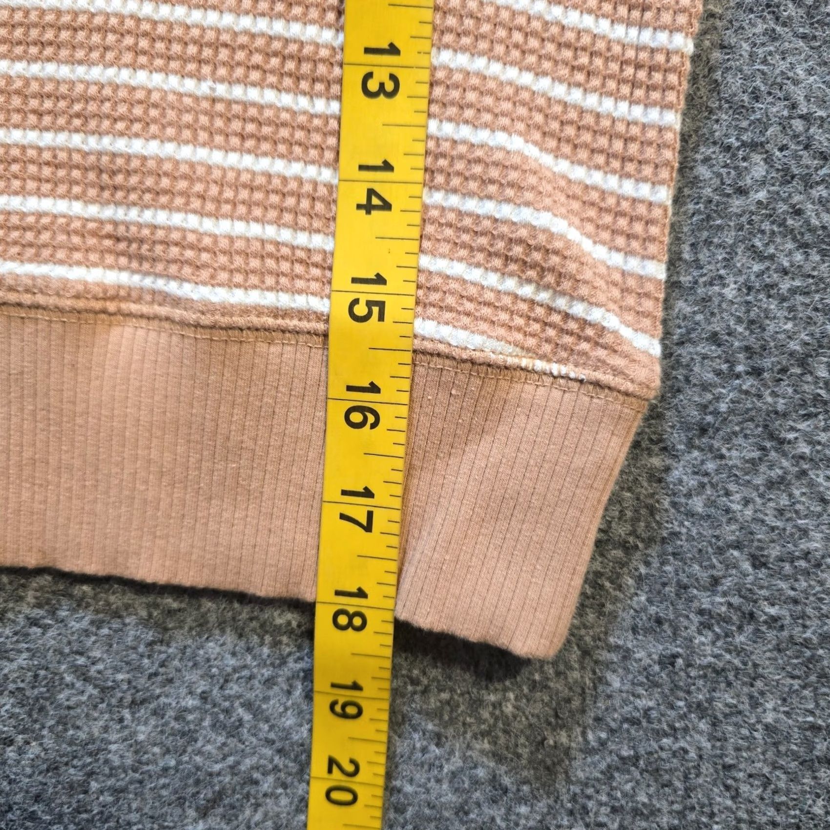 Vintage Aerie Top Womens Small Beige White Striped Thermal Waffle Knit Cropped Casual Shirt Size S / US 4 / IT 40 - 6 Thumbnail