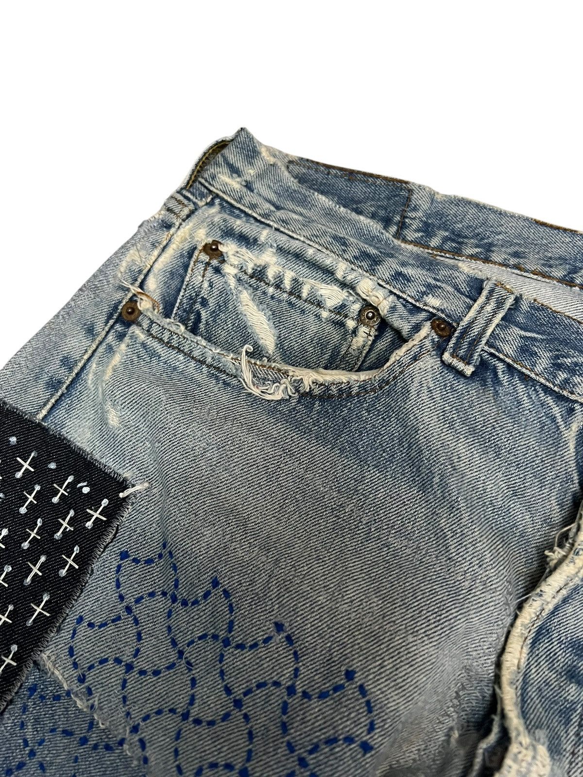 Levi's Reconstruc💥Vintage 70’Levis 501 Rindem Selvedge Sashiko Boro Size US 32 / EU 48 - 11 Thumbnail