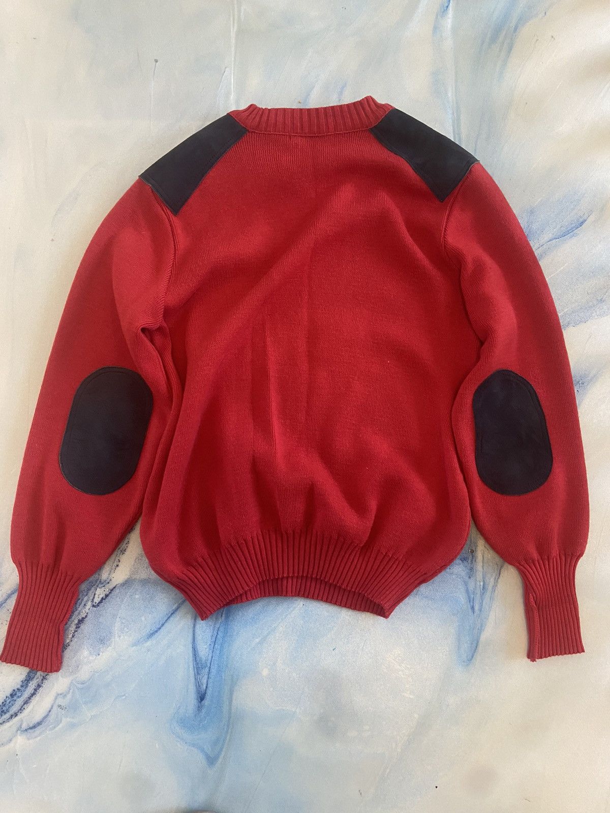 Burberry × Vintage Y2K Burberry Oversized Sweater 100% Wool Leather Elbow Patch Size US L / EU 52-54 / 3 - 2 Thumbnail