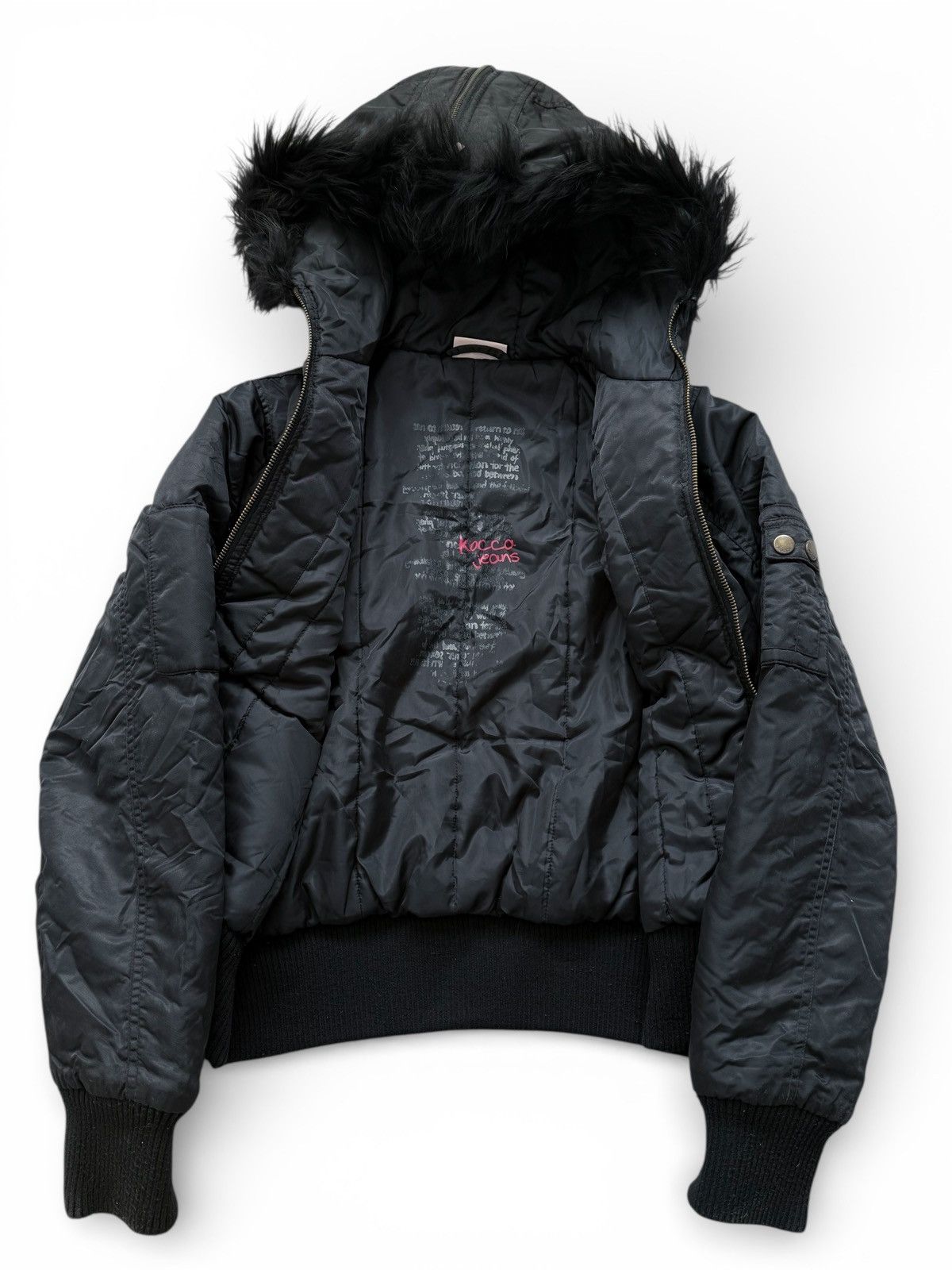 Le Grande Bleu (L.G.B.) Avant Garde Hysteric Glamour Style Fur Hood Bomber Jacket Size US S / EU 44-46 / 1 - 7 Thumbnail