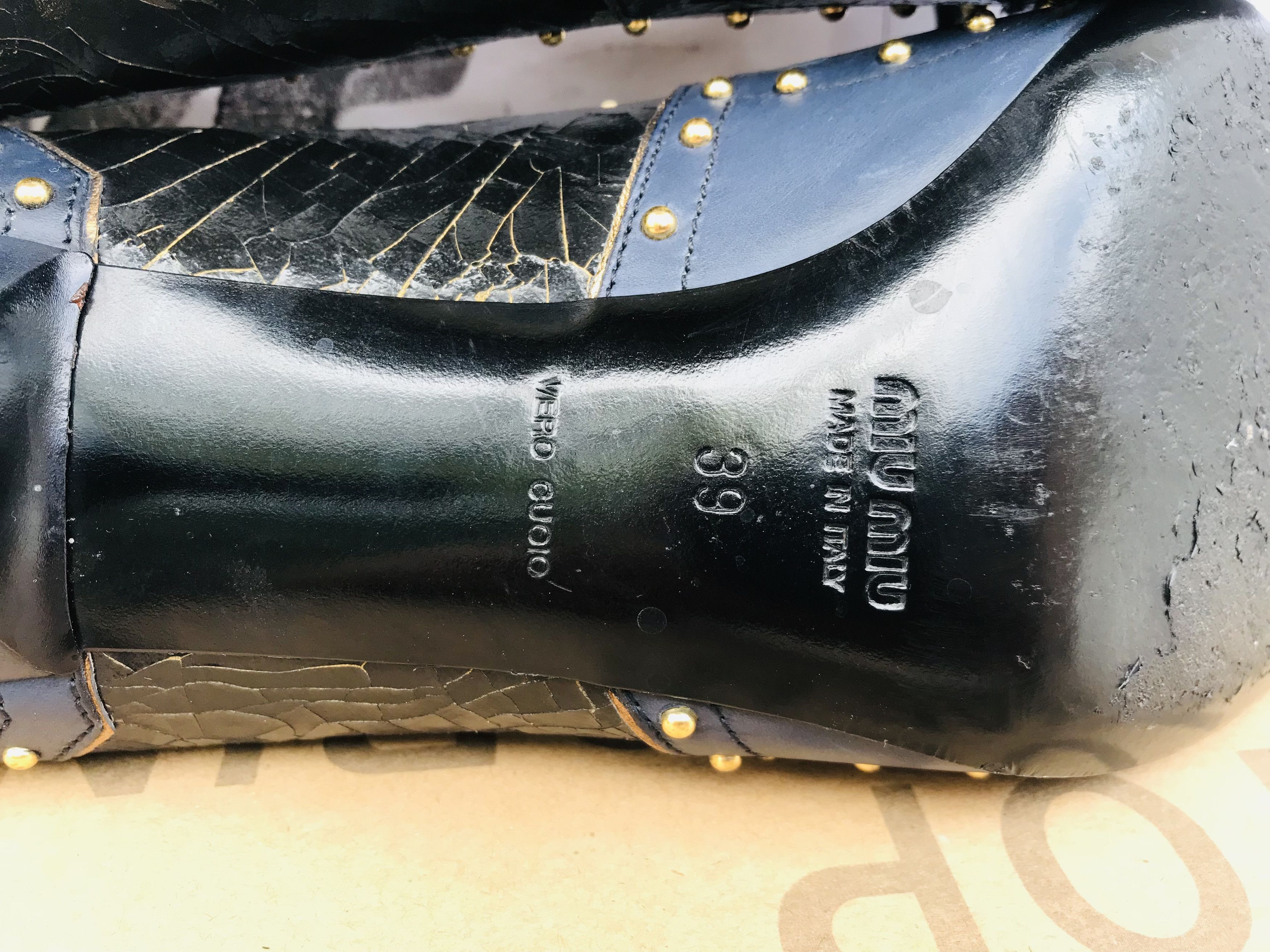 Miu Miu Miu Miu Ribbon Studded Heels Pump 80 mm Toe Leather Size US 9 / IT 39 - 8 Thumbnail