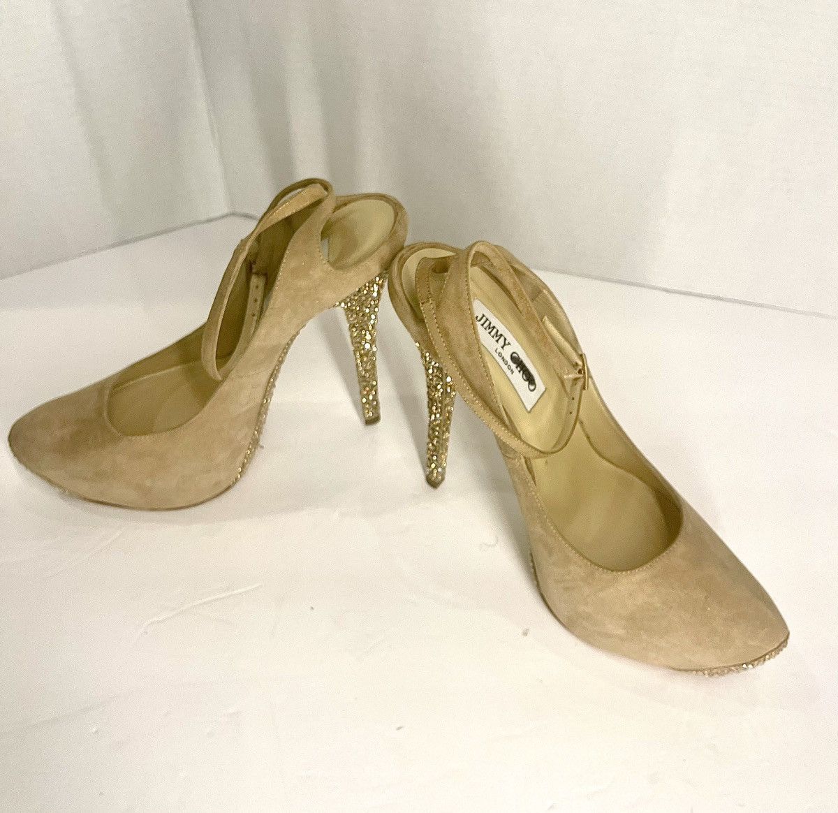 Jimmy Choo Jimmy Choo Nude Suede “Tame” Rhinestoned Platform Size US 9 / IT 39 - 6 Thumbnail