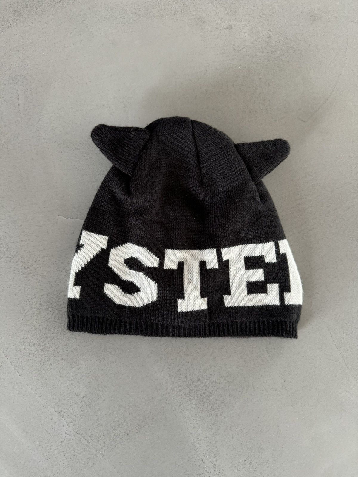 image of Hysteric Glamour Cat Ear Beanie in Black, Men's