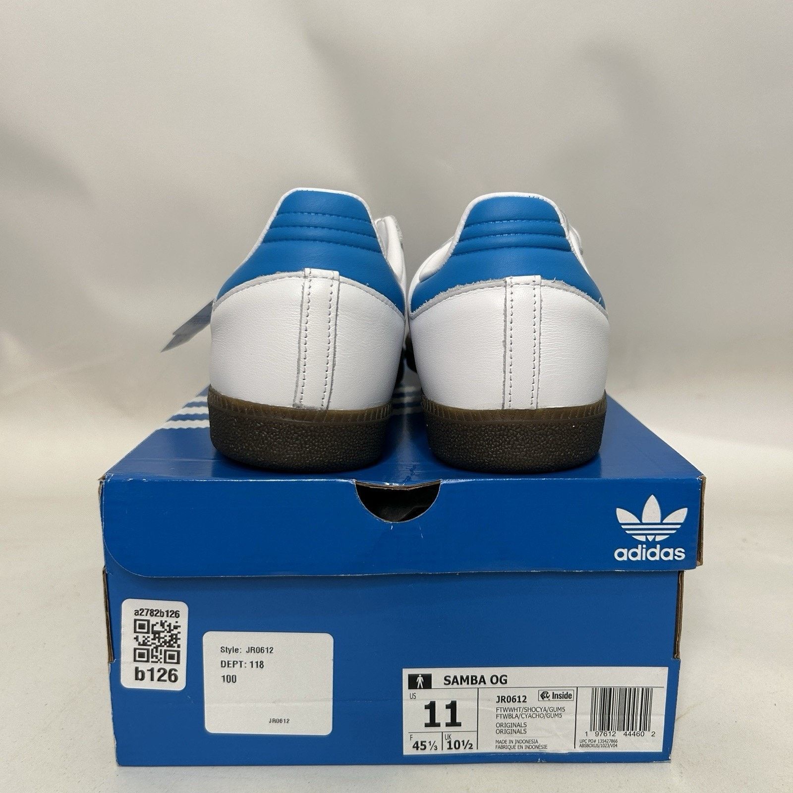 Adidas adidas Samba OG "White Shock Cyan Gum" Size US 11 / EU 44 - 4 Thumbnail