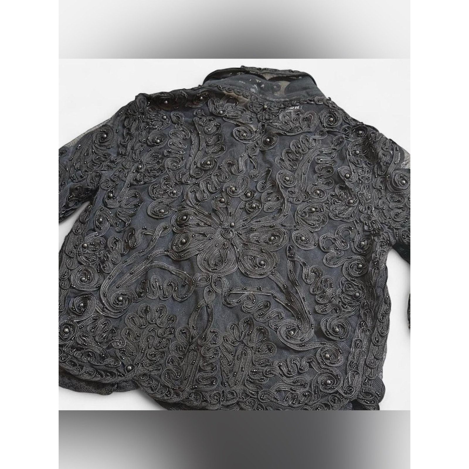 Hunza G Rare Vintage Hunza Black Mesh Beaded Embroidered Top 80s/90s Size S / US 4 / IT 40 - 6 Thumbnail