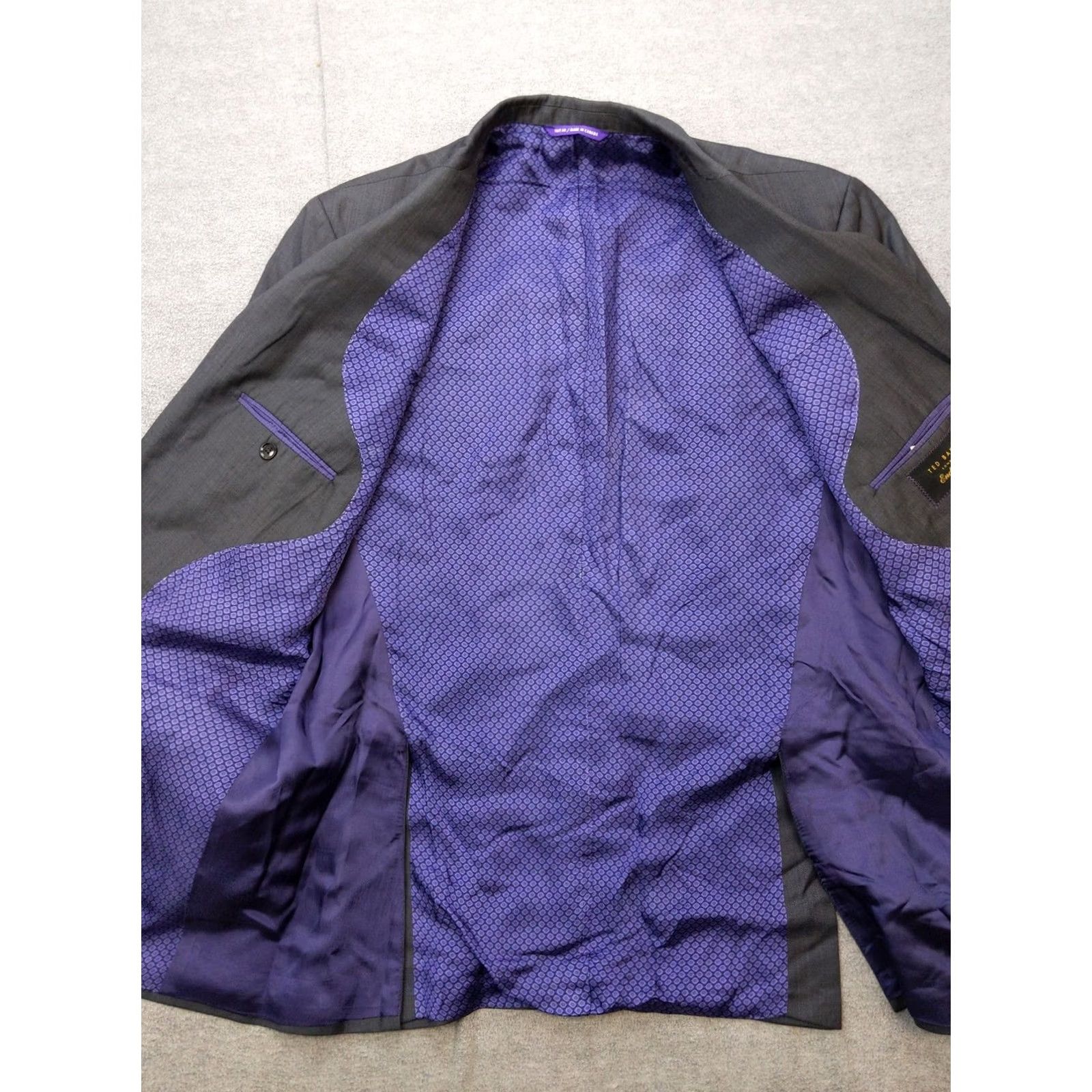 Ted Baker Ted Baker Blazer Mens 44L Gray Wool Endurance Suit Jacket Lined Canada Classic Size 44R - 7 Thumbnail