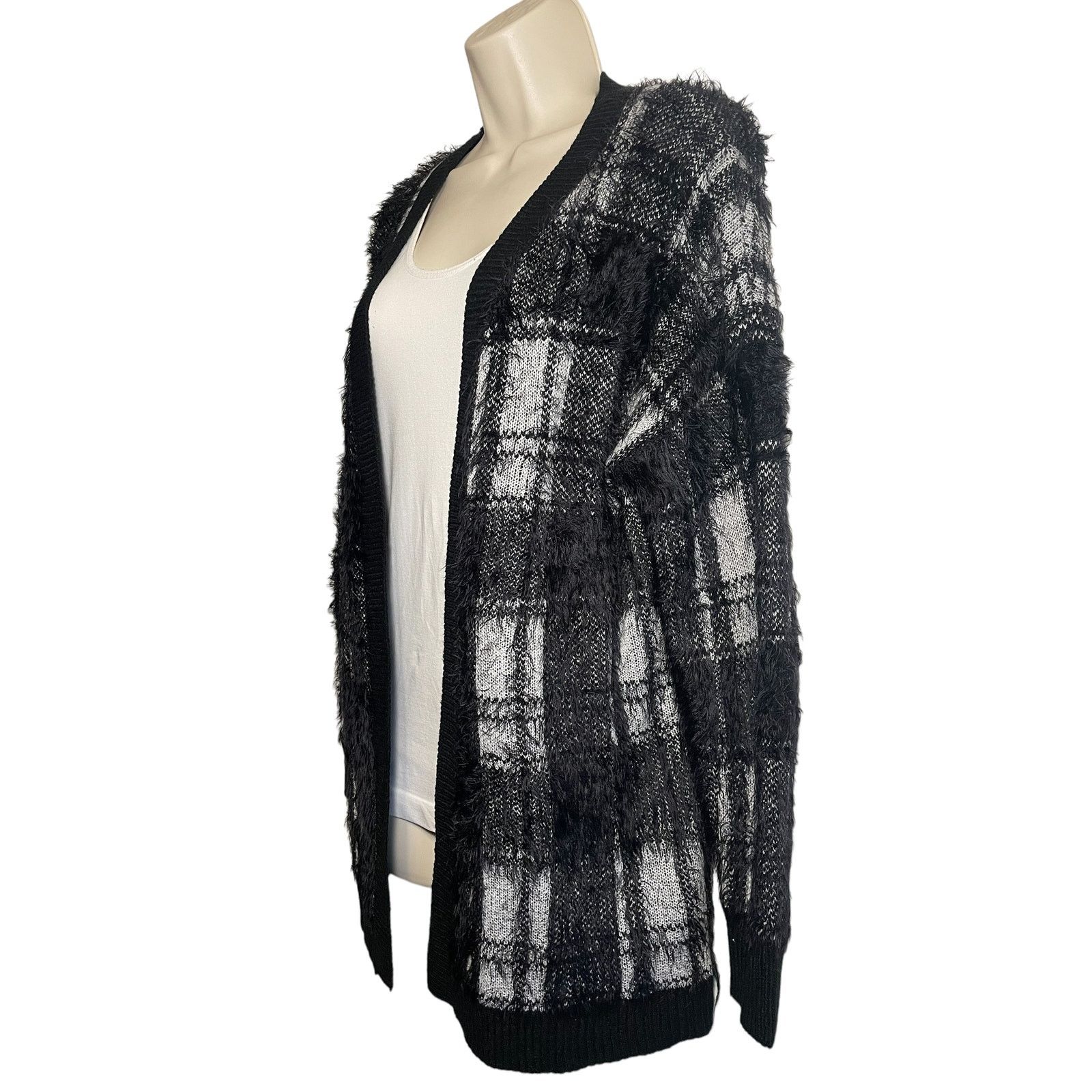 Other Tobi Cozy Mohair Open Front Plaid Winter Cardigan Small Size S / US 4 / IT 40 - 2 Thumbnail