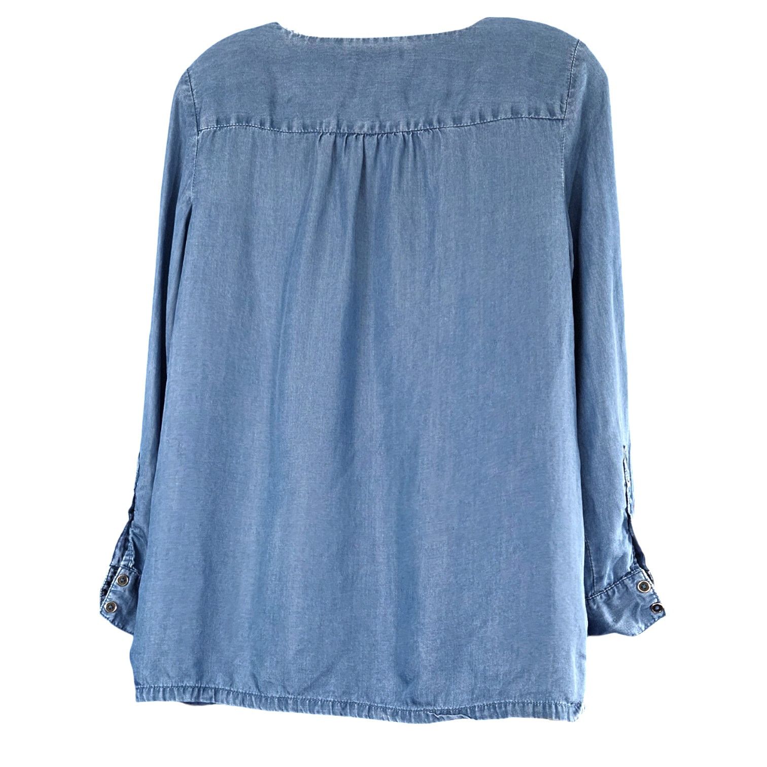 Other Style & Co. Chambray Pullover Lace Up Blouse Petite Small Size S / US 4 / IT 40 - 2 Thumbnail