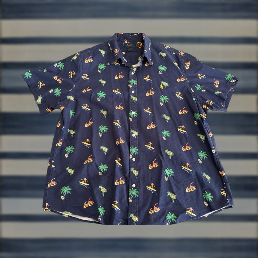Polo Ralph Lauren Polo Ralph Lauren RL Untucked Fit Short Sleeve Button-Up Shirt Surfing 2XL XXL Blue Beach Nautical Outdoor Mens Shirt Size US XXL / EU 58 / 5 - 1 Thumbnail