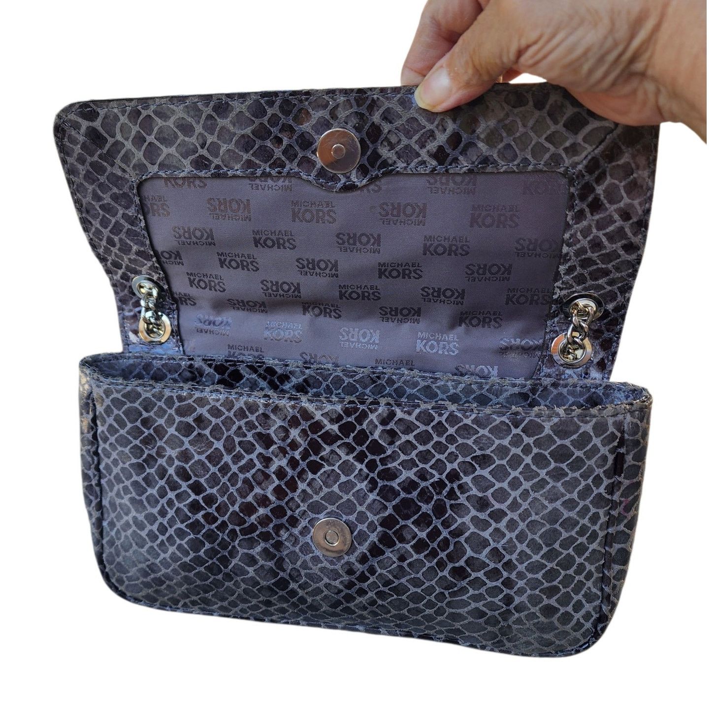 Michael Kors Michael Kors Fulton Python Embossed Leather Chain Strap Bag Size ONE SIZE - 7 Thumbnail