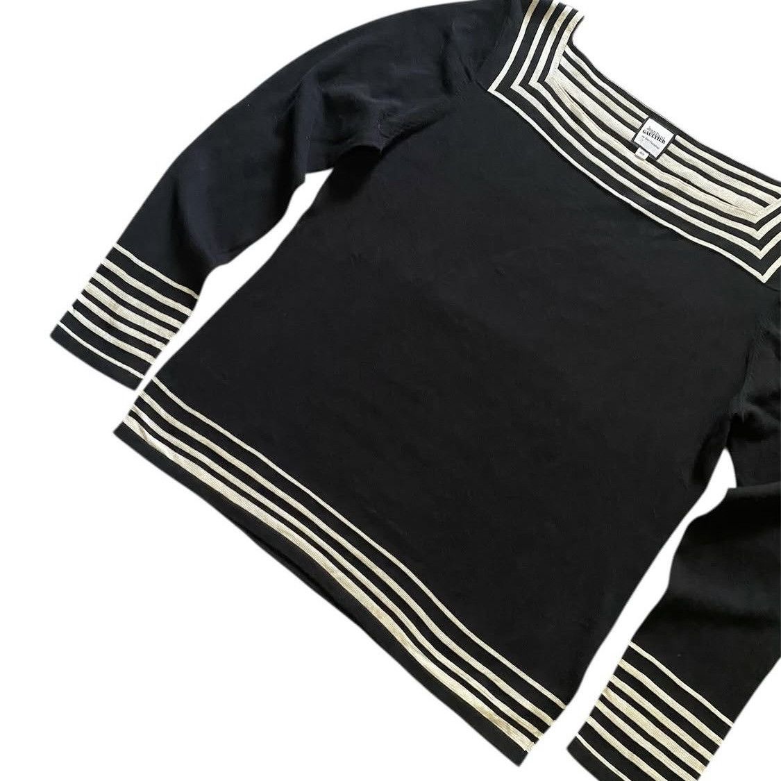 Jean Paul Gaultier Jean Paul Gaultier Marine Striped Square Neck Knit Size US M / EU 48-50 / 2 - 2 Thumbnail