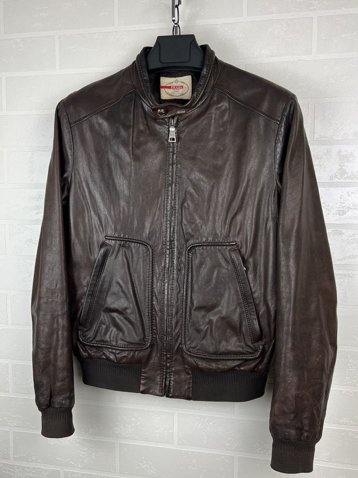 Prada PRADA MILANO Jacket Leather Bomber Lambskin Brown Men's Size US M / EU 48-50 / 2 - 3 Thumbnail