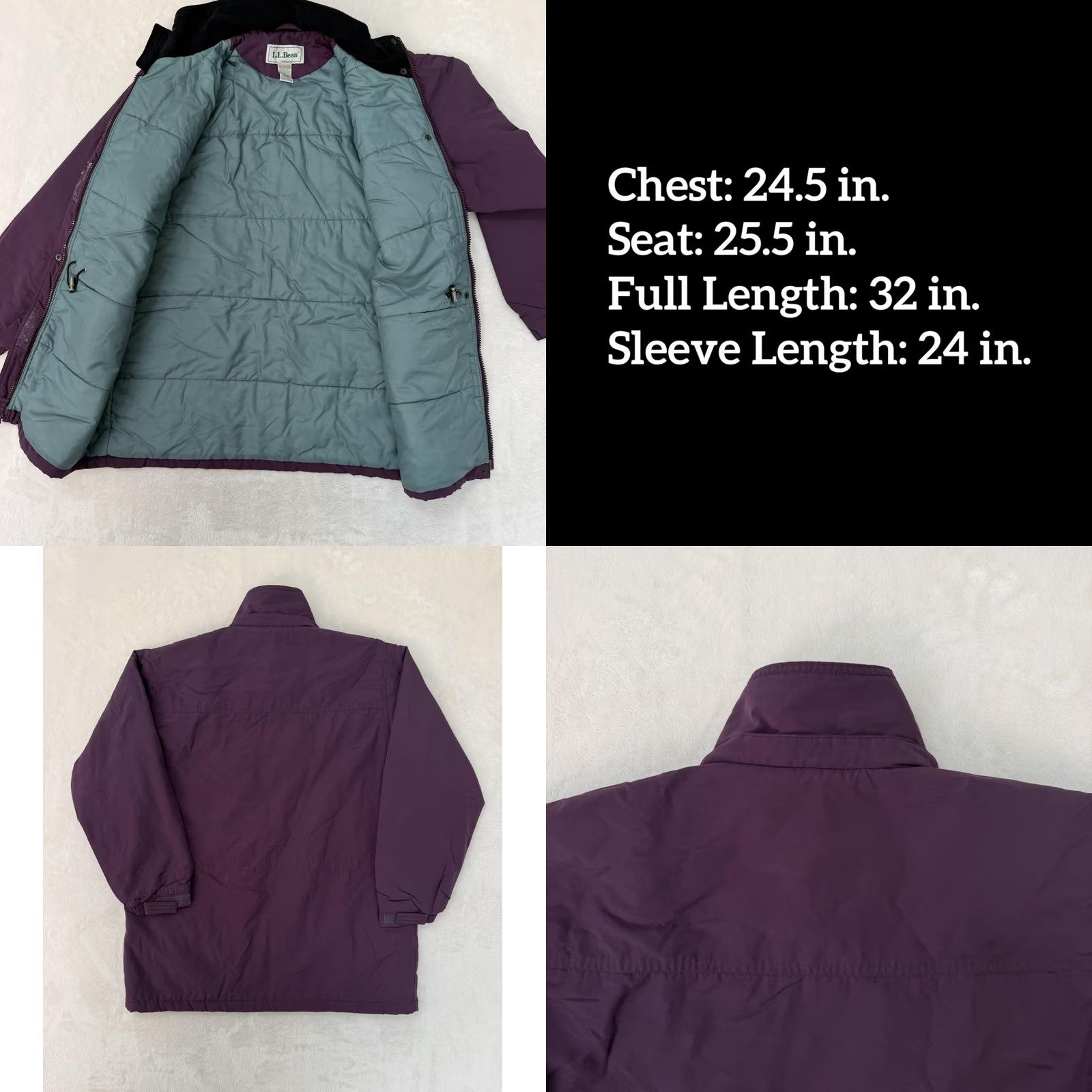 Vintage VINTAGE: No — LL Bean Coat Womens Large Purple Parka Long Insulated Full Zip Lined Size L / US 10 / IT 46 - 8 Thumbnail