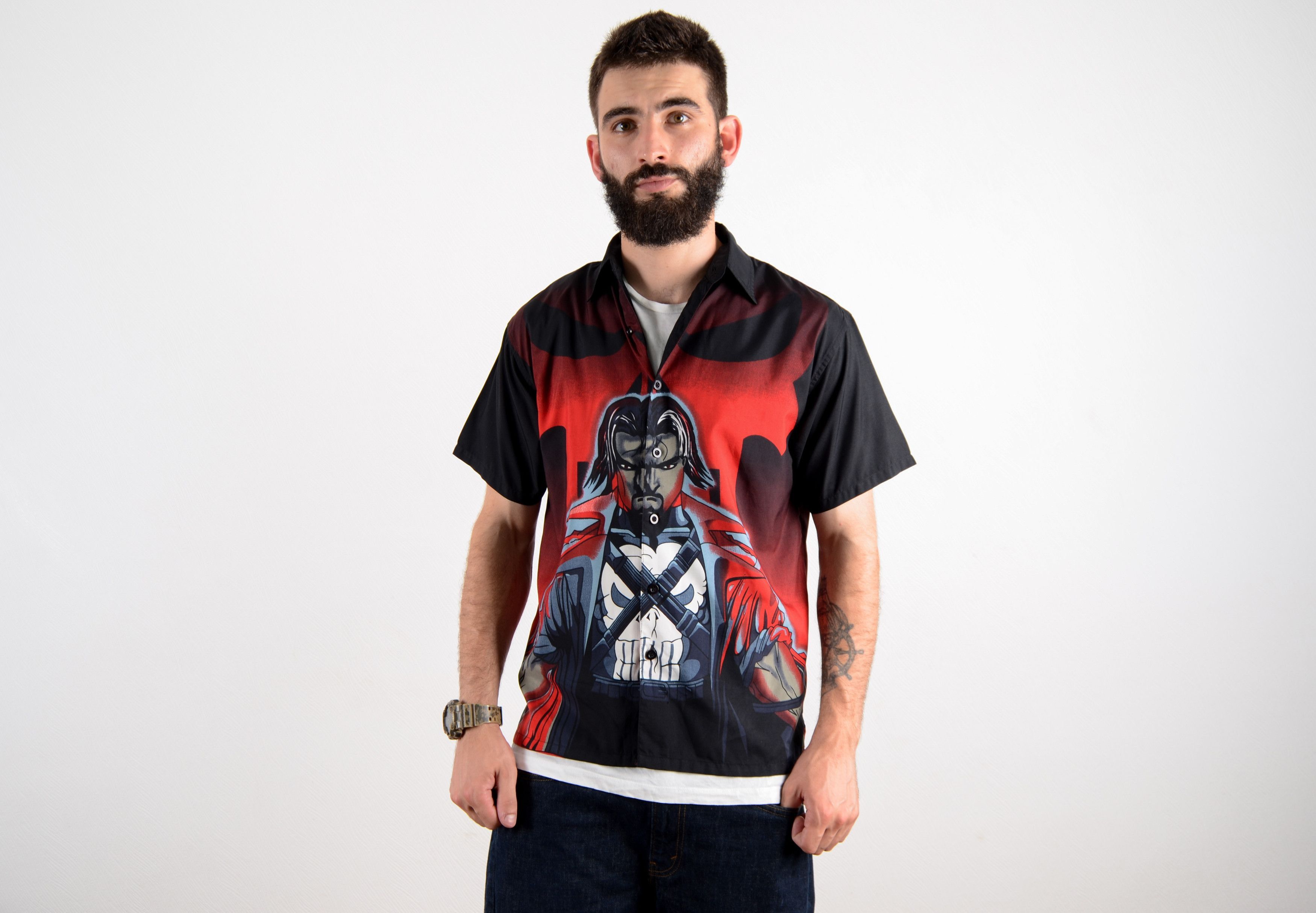 Japanese Brand Vintage Anime Dragon Japan Red Black Samurai SS Shirt Size US S / EU 44-46 / 1 - 2 Thumbnail