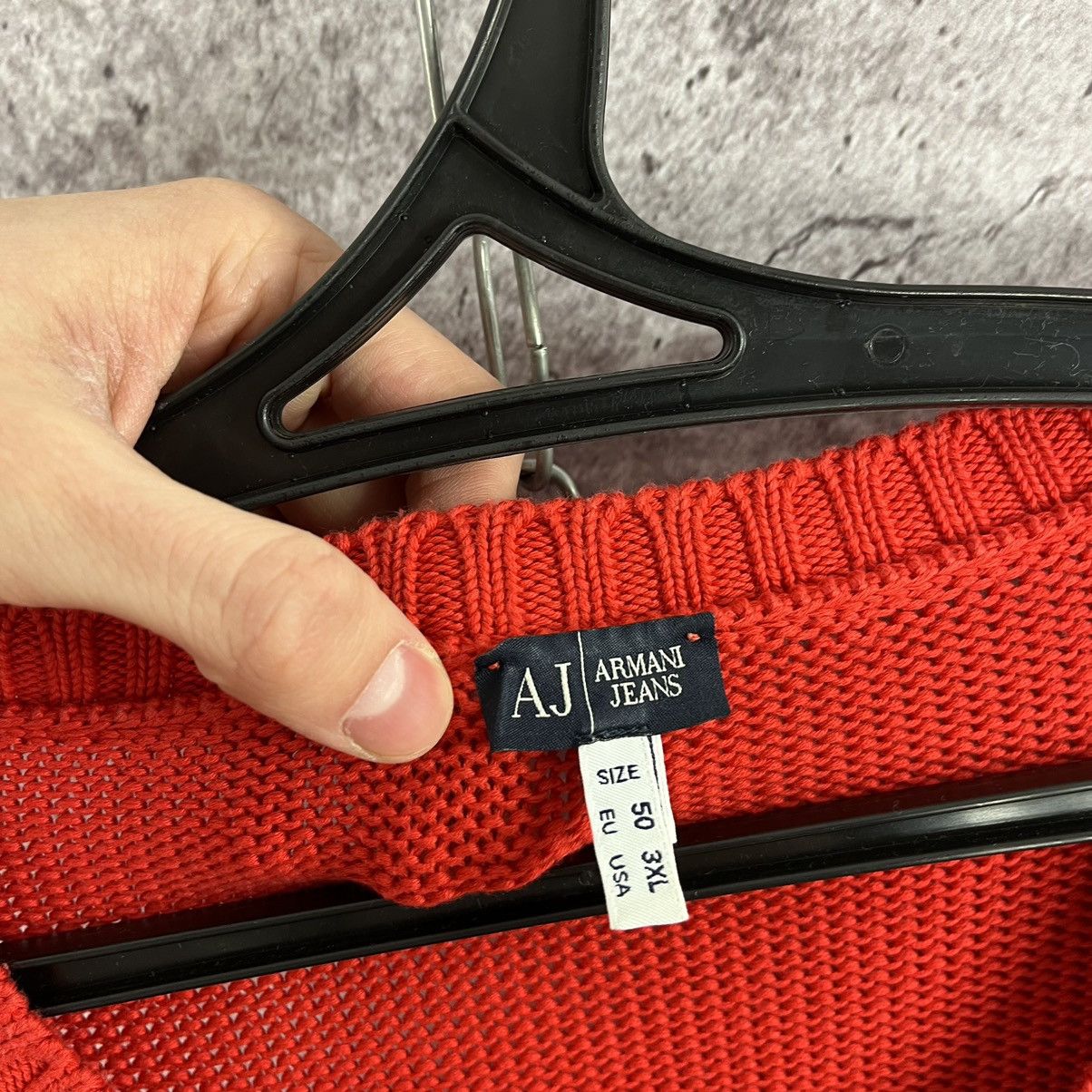Armani × Vintage Armani Jeans Woman’s Sweater Cable Knit V-Neck Red Size 3XL Size XL / US 12-14 / IT 48-50 - 8 Thumbnail