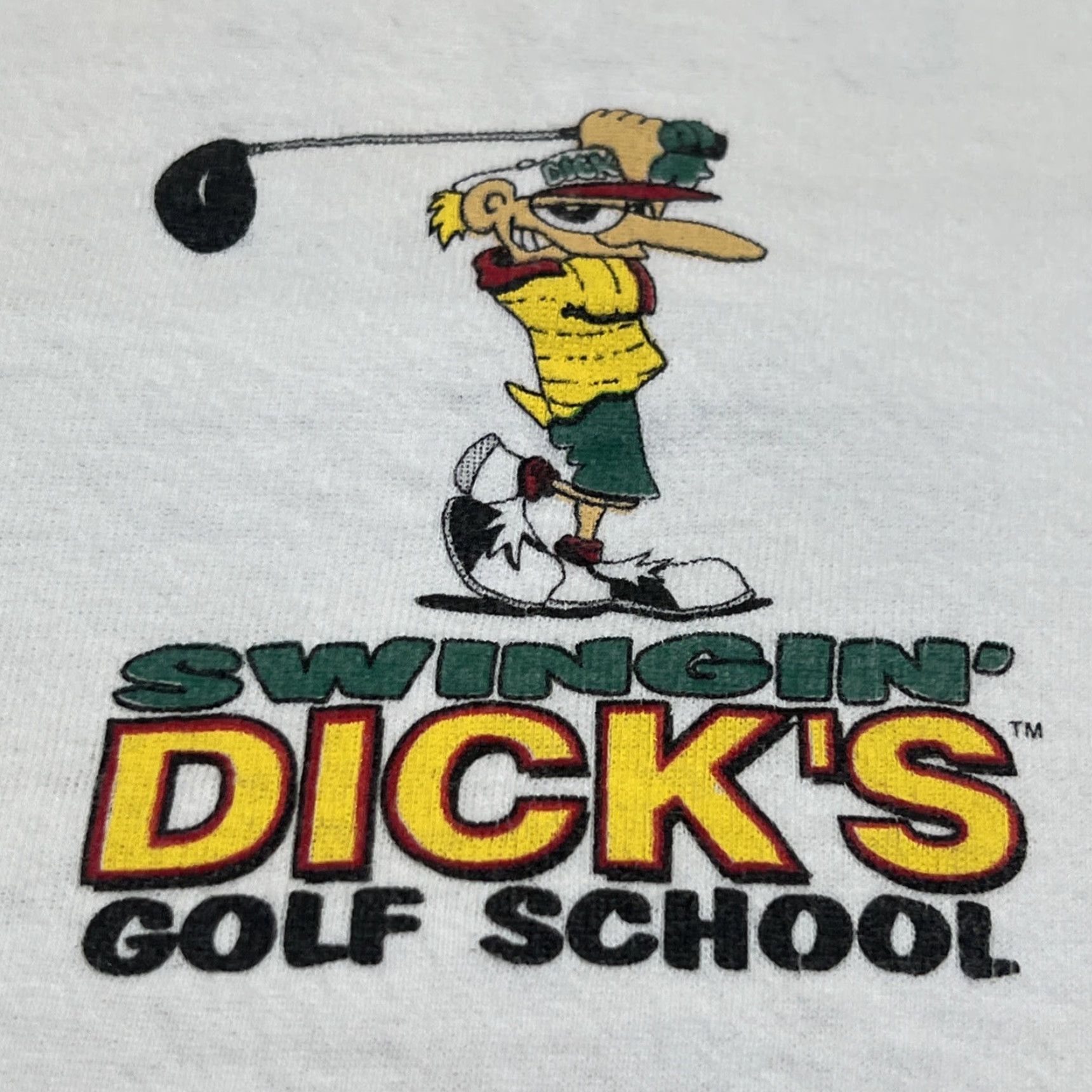 Fruit Of The Loom VINTAGE Fruit Of The Loom Golf T-Shirt Men XL White Crew Neck Short Sleeve 1990s Golfer 90s Funny Dick’s Swingin’ Golf School Shirt Size US XL / EU 56 / 4 - 7 Thumbnail