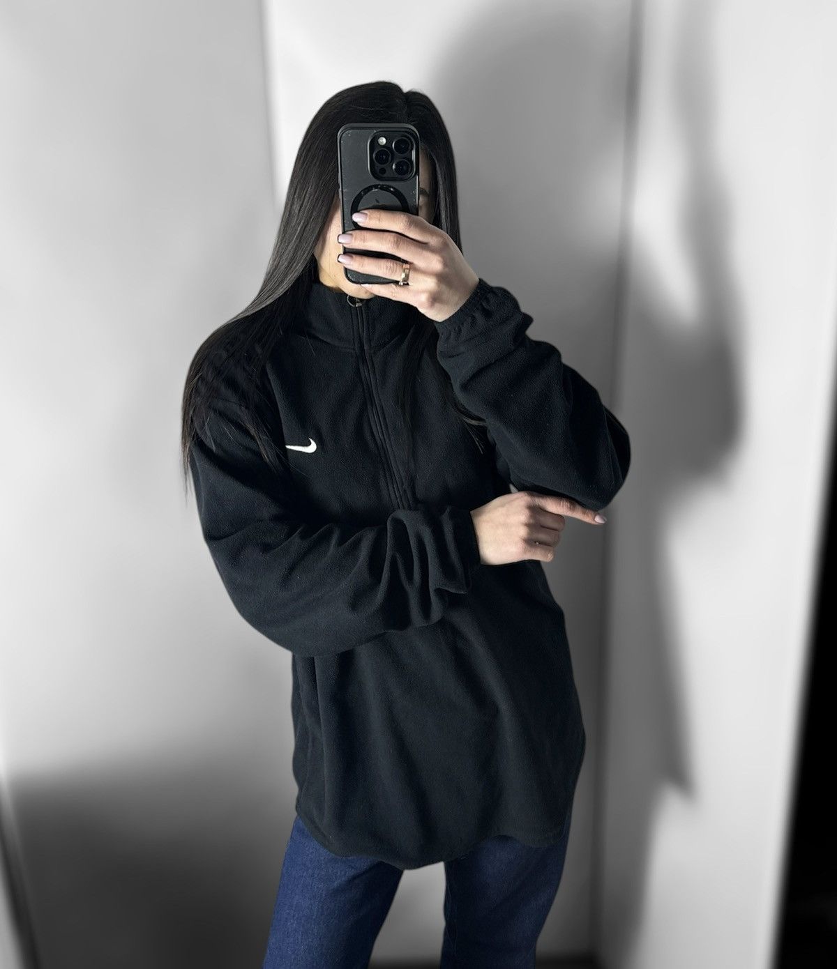 Nike × Vintage Vintage Nike fleece zip 1/4 sweatshirt logo size L-XL Size L / US 10 / IT 46 - 3 Thumbnail
