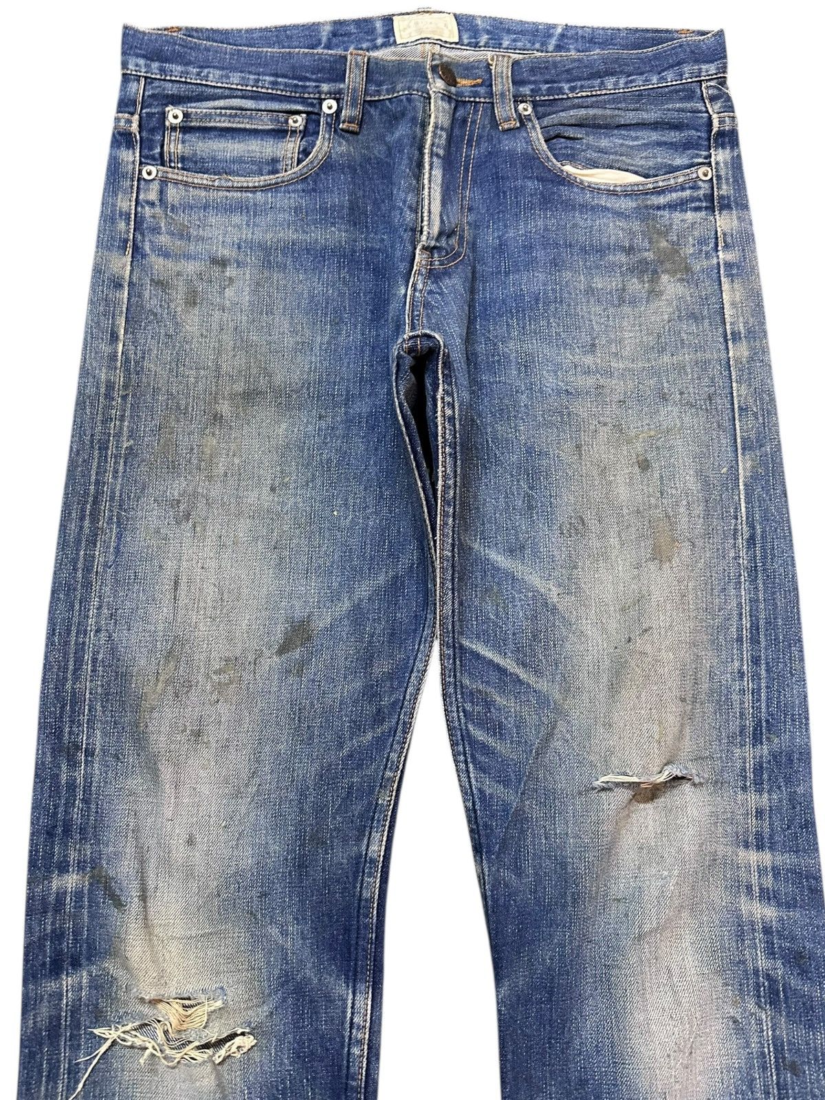 Indigo Vintage Indigo Selvedge Mudwash Grunge Distressed Denim Size US 32 / EU 48 - 2 Thumbnail
