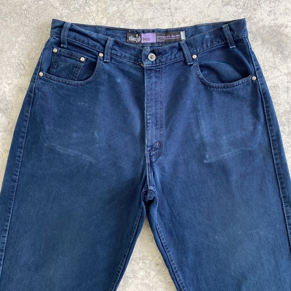 Levi's VTG 1992 Levi’s Silvertab Faded Midnight Blue Baggy Denim Size US 35 - 9 Thumbnail