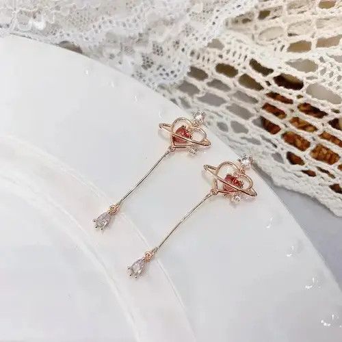Japanese Brand × Vintage New Elegant Geometric Heart Crystal Long Drop Size ONE SIZE - 2 Thumbnail