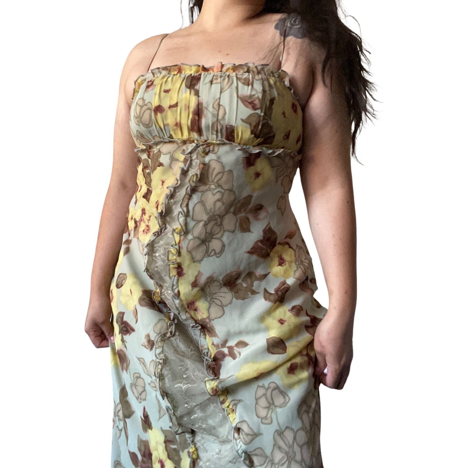 Vintage Vintage ABS Empire Waist Floral Y2K Maxi Dress Size XL / US 12-14 / IT 48-50 - 3 Thumbnail
