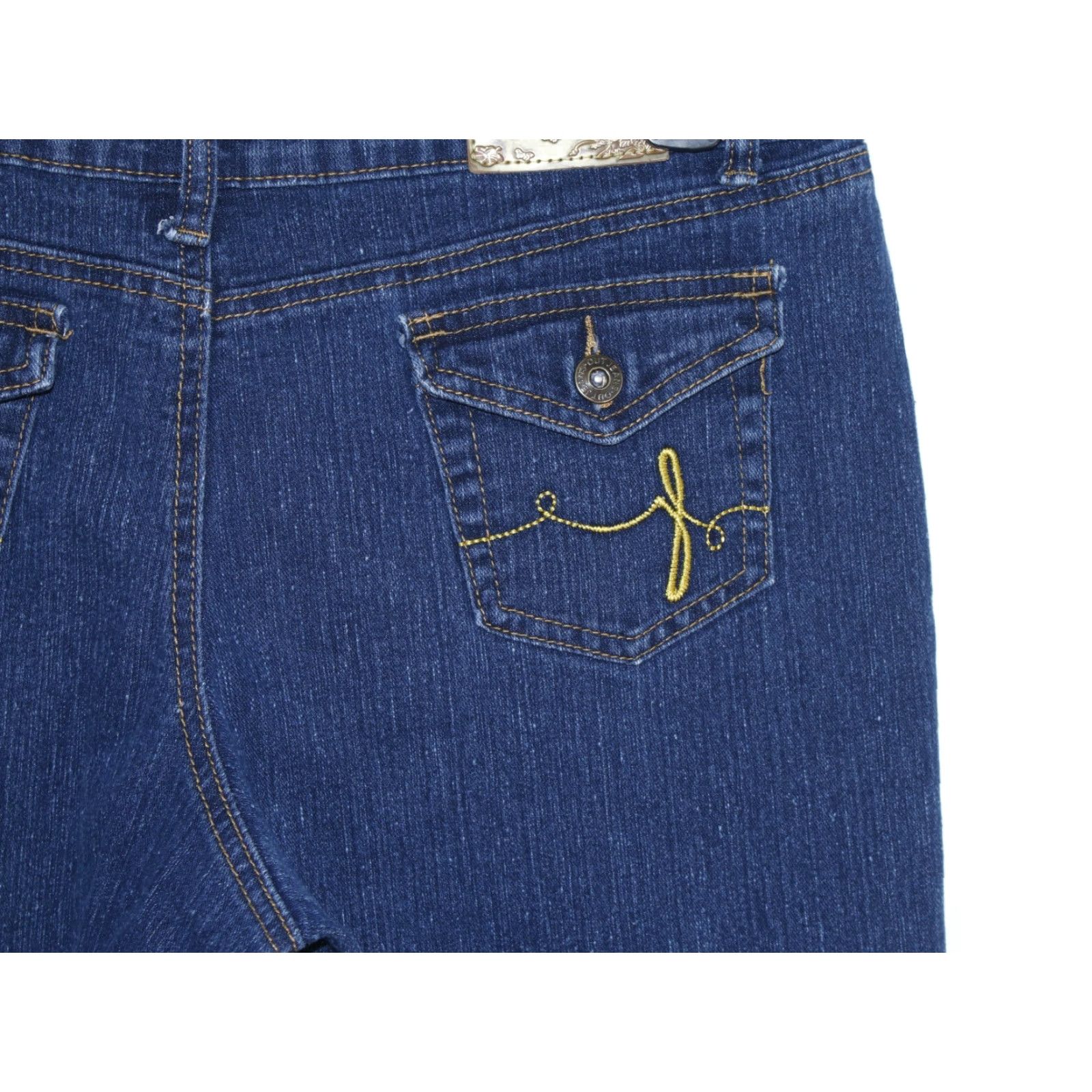 Denime VINTAGE OUT Stretch Dark Wash Denim Jeans Women's 34 30 Size 16 Blue 5-Pocket Design Flip Pockets Bootcut Stretch Denim Jeans Women - USA Theme Size 38" / US 16 / IT 52 - 5 Thumbnail