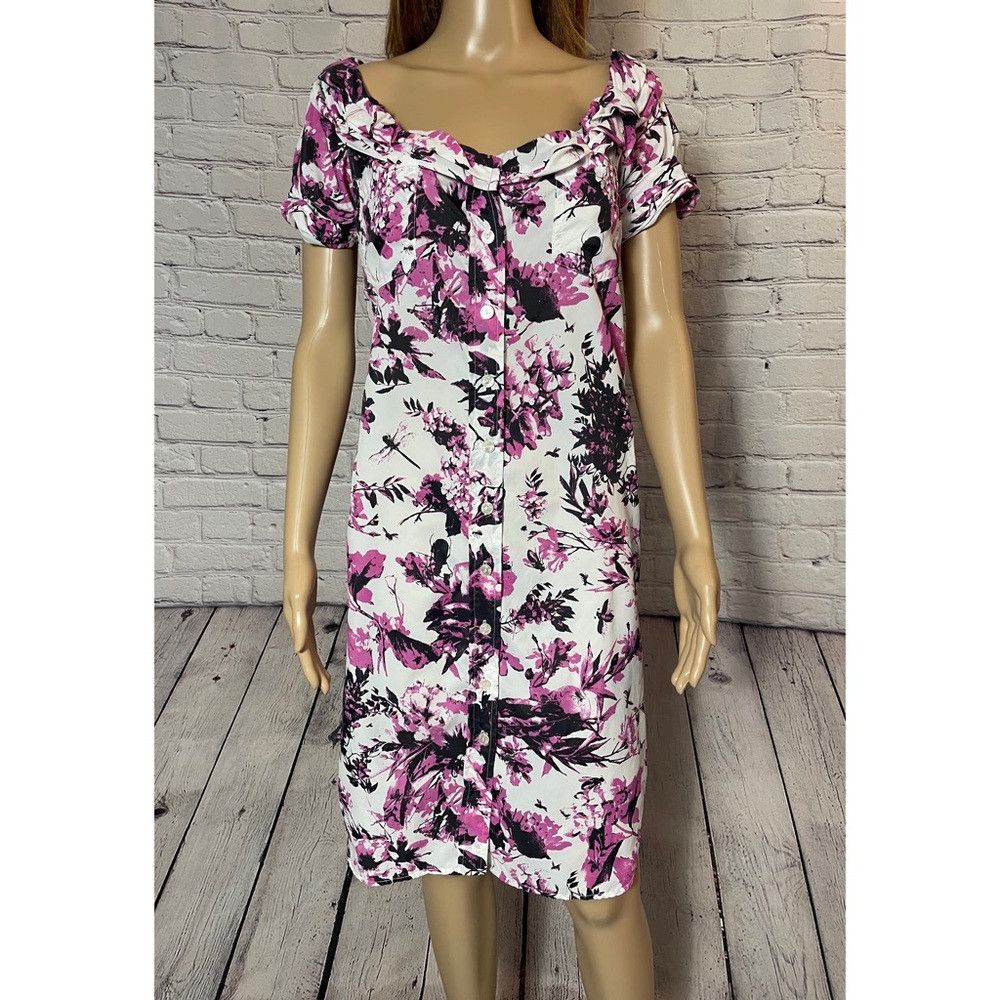 Jean Paul Gaultier Jean Paul Gaultier for Target Purple Floral Short Sleeve Dr Size S / US 4 / IT 40 - 4 Thumbnail