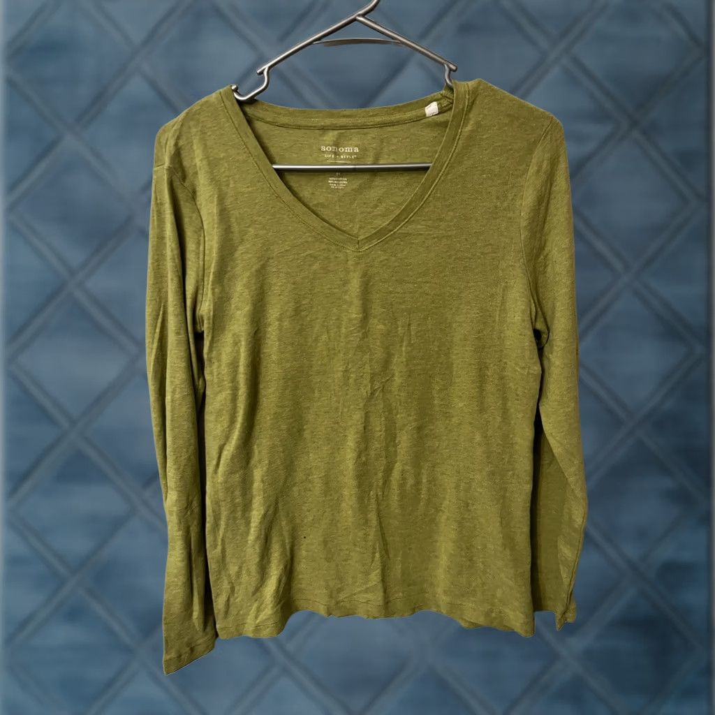 Vintage Sonoma Tee Long Sleeve V Neck Top Green Size Medium Everyday Size M / US 6-8 / IT 42-44 - 1 Thumbnail