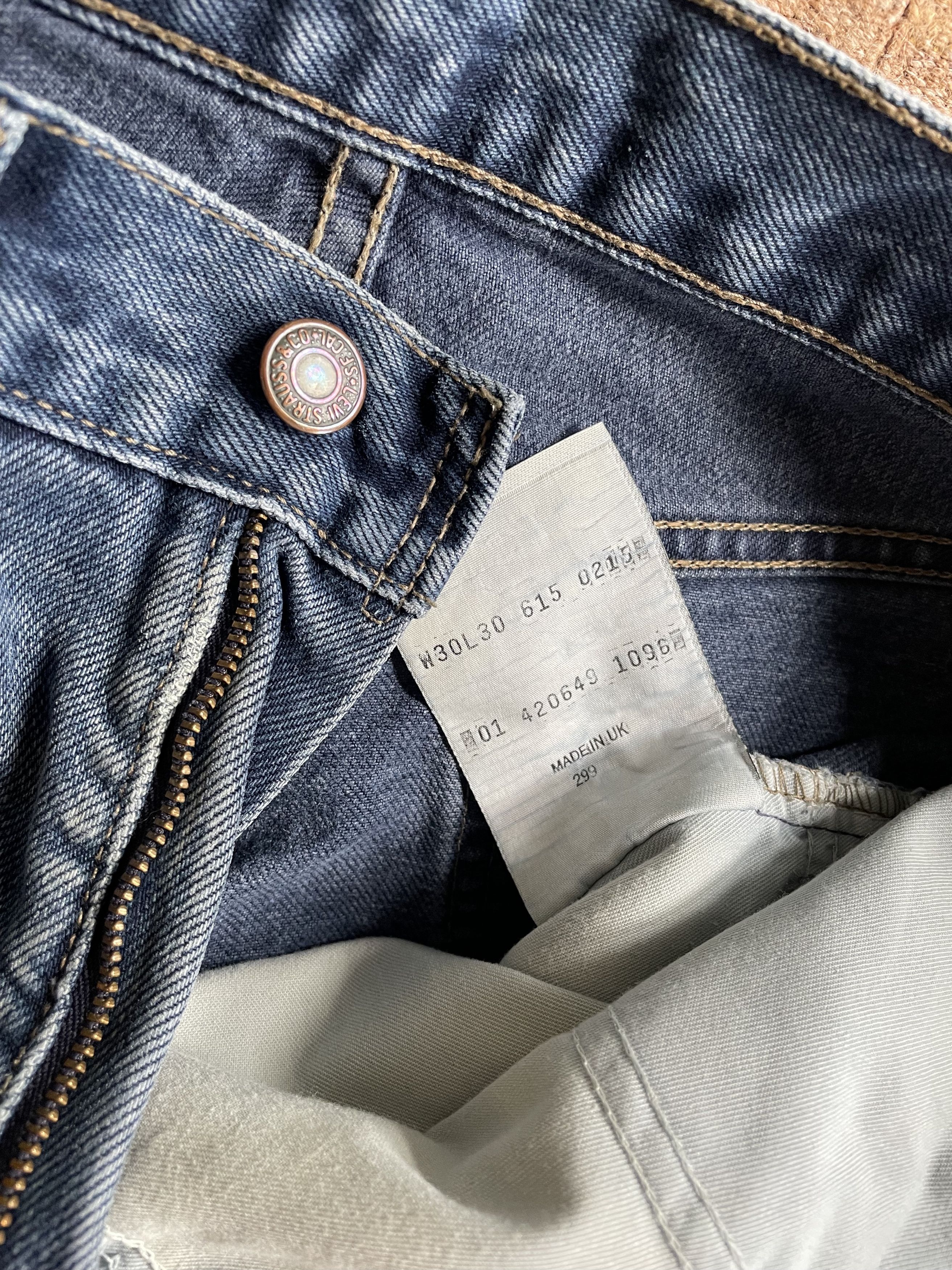 Jean Levis 615 Vintage 90s UK Made Denim Jeans 6861AC Size US 30 / EU 46 - 3 Thumbnail