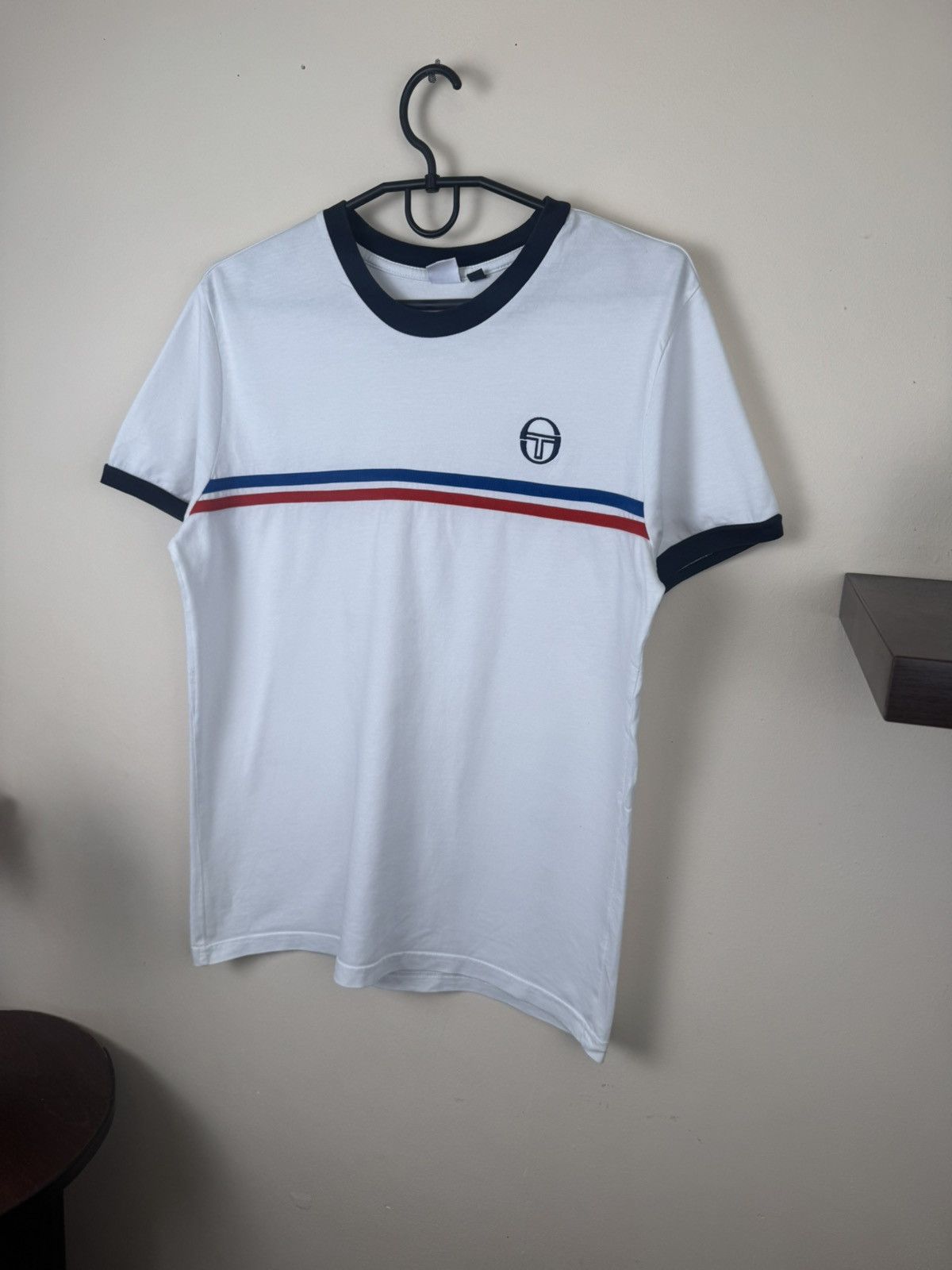 Sergio Tacchini Sergio Tacchini Mens M Whiw Blue T-Shirt Red Logo Athletic Size US M / EU 48-50 / 2 - 6 Thumbnail