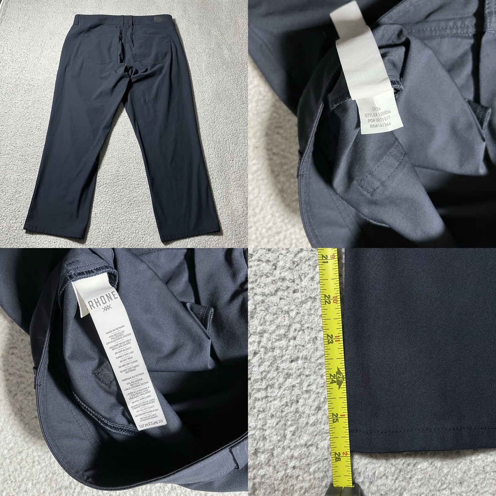 Rhone Rhone Mens 34 Blue Slim Straight Performance Stretch Golf Chino Pants Size US 34 / EU 50 - 8 Thumbnail
